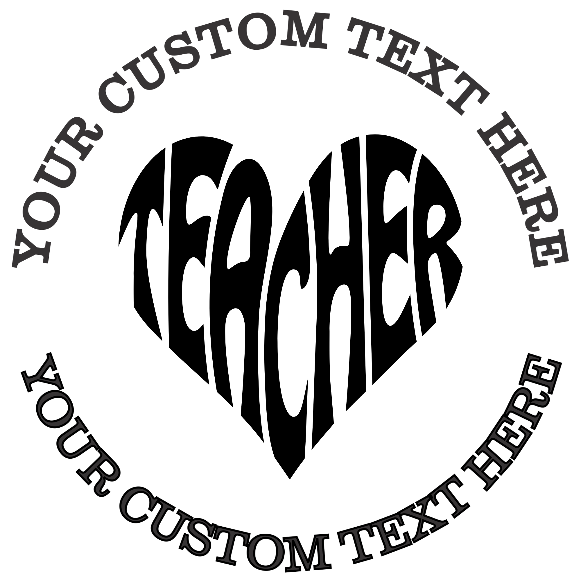 Teacher heart text  Self-Inking Custom Rubber Stamp | Personalized Return Address Stamp | Name & Address Customizable | 1.6" In Diameter (SH-76514)