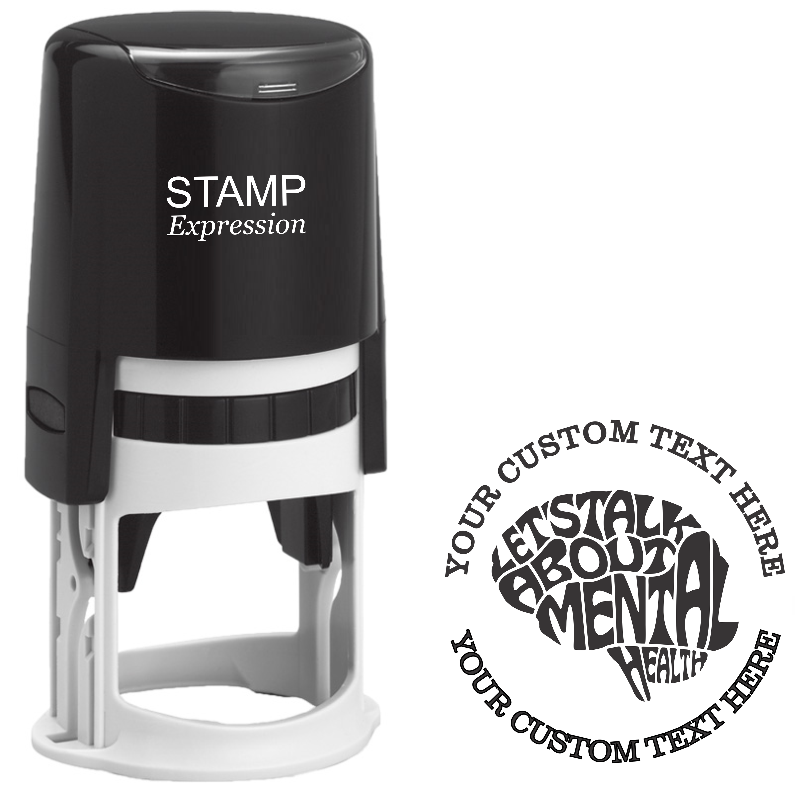 Let's Talk About Mental Health  Self-Inking Custom Rubber Stamp | Personalized Return Address Stamp | Name & Address Customizable | 1.6" In Diameter (SH-76516)