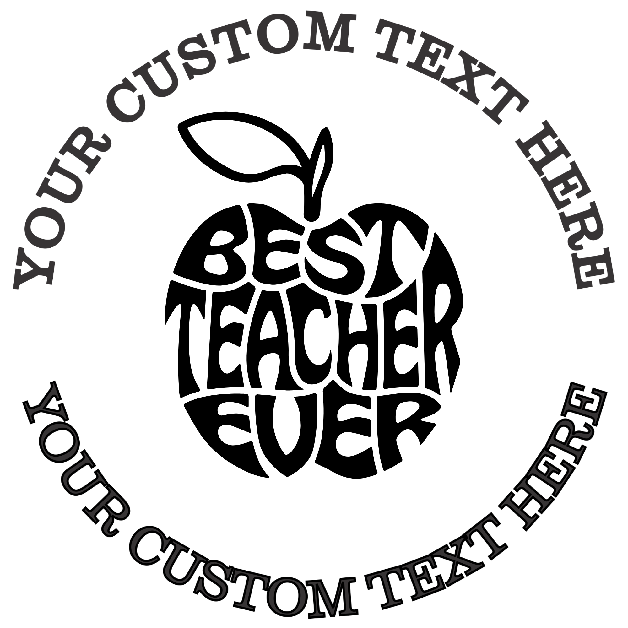 Best teacher ever text in the form of an apple  Self-Inking Custom Rubber Stamp | Personalized Return Address Stamp | Name & Address Customizable | 1.6" In Diameter (SH-76517)