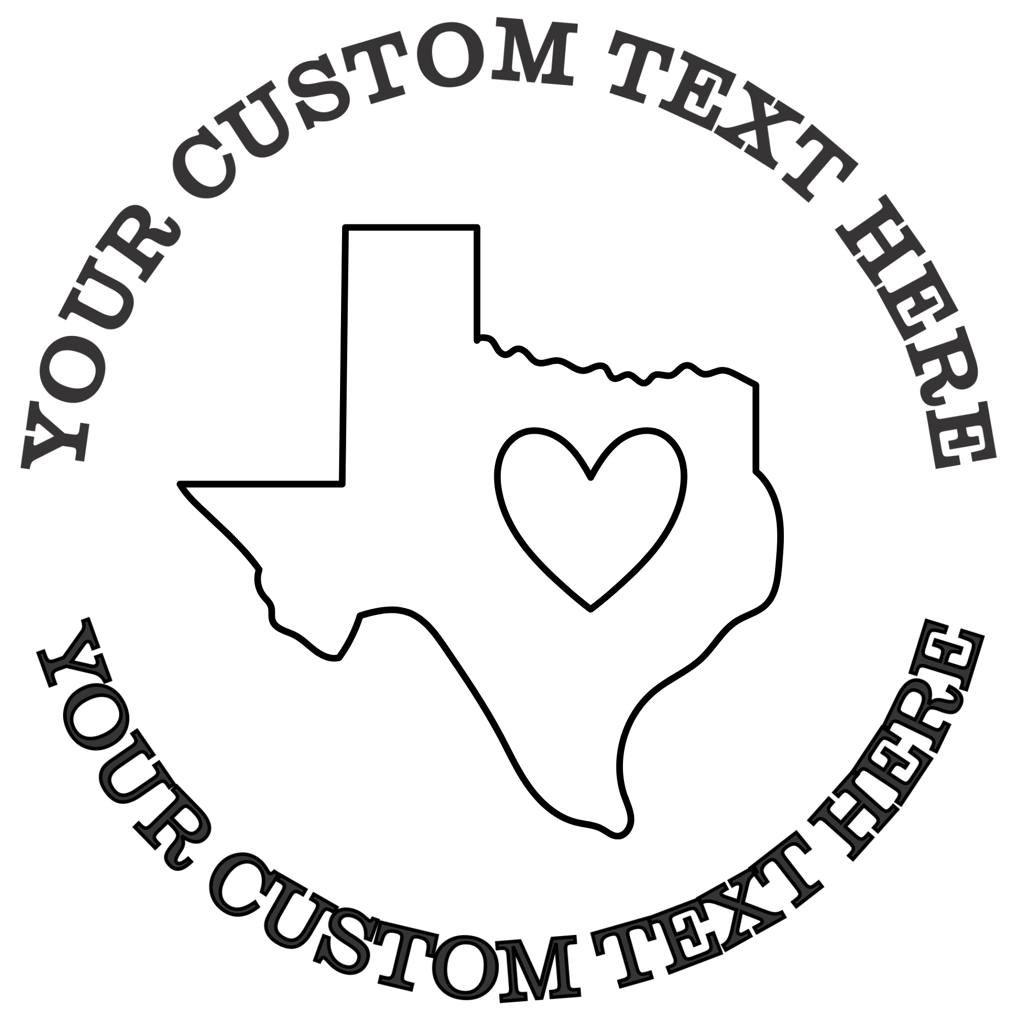 State of Texas outline with heart  Self-Inking Custom Rubber Stamp | Personalized Return Address Stamp | Name & Address Customizable | 1.6" In Diameter (SH-76519)