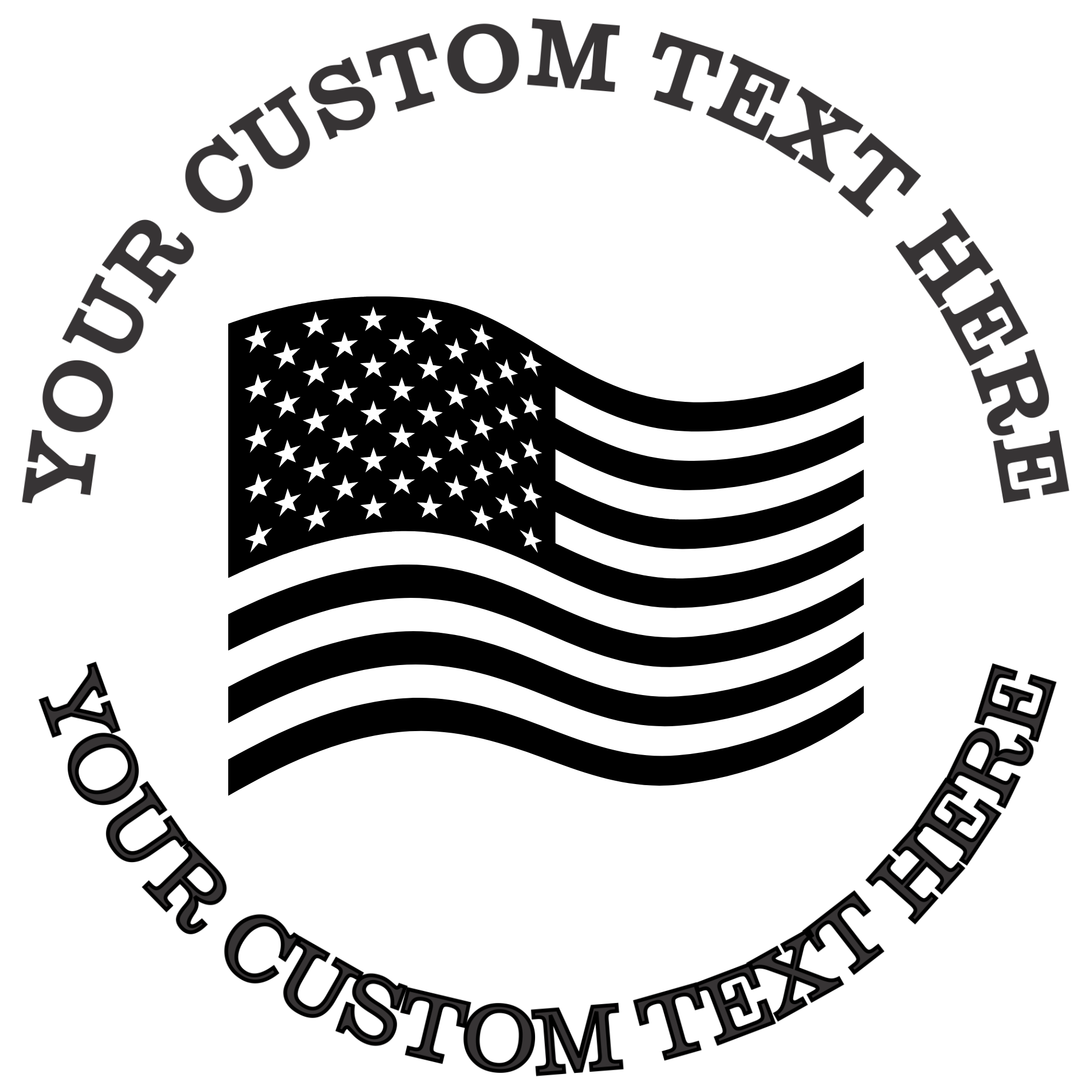 Waving American flag  Self-Inking Custom Rubber Stamp | Personalized Return Address Stamp | Name & Address Customizable | 1.6" In Diameter (SH-76523)