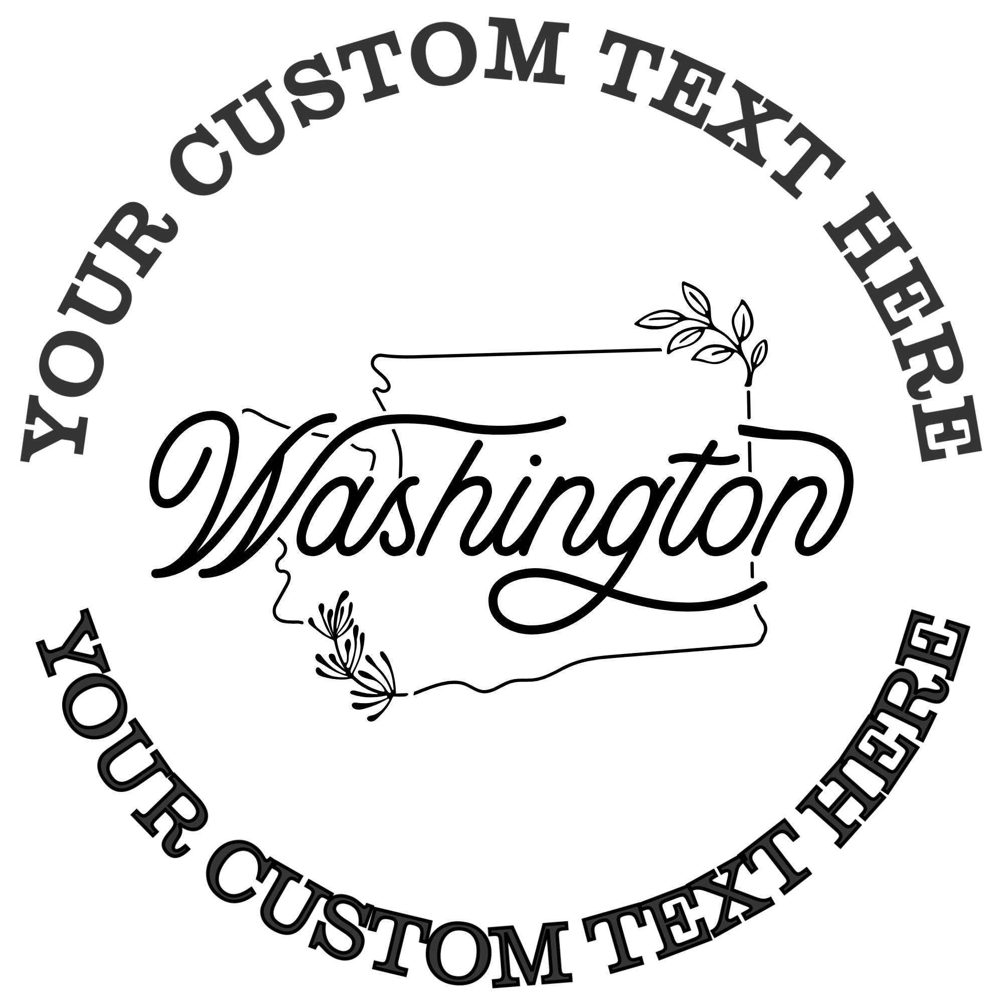 Floral Washington state outline  Self-Inking Custom Rubber Stamp | Personalized Return Address Stamp | Name & Address Customizable | 1.6" In Diameter (SH-76525)