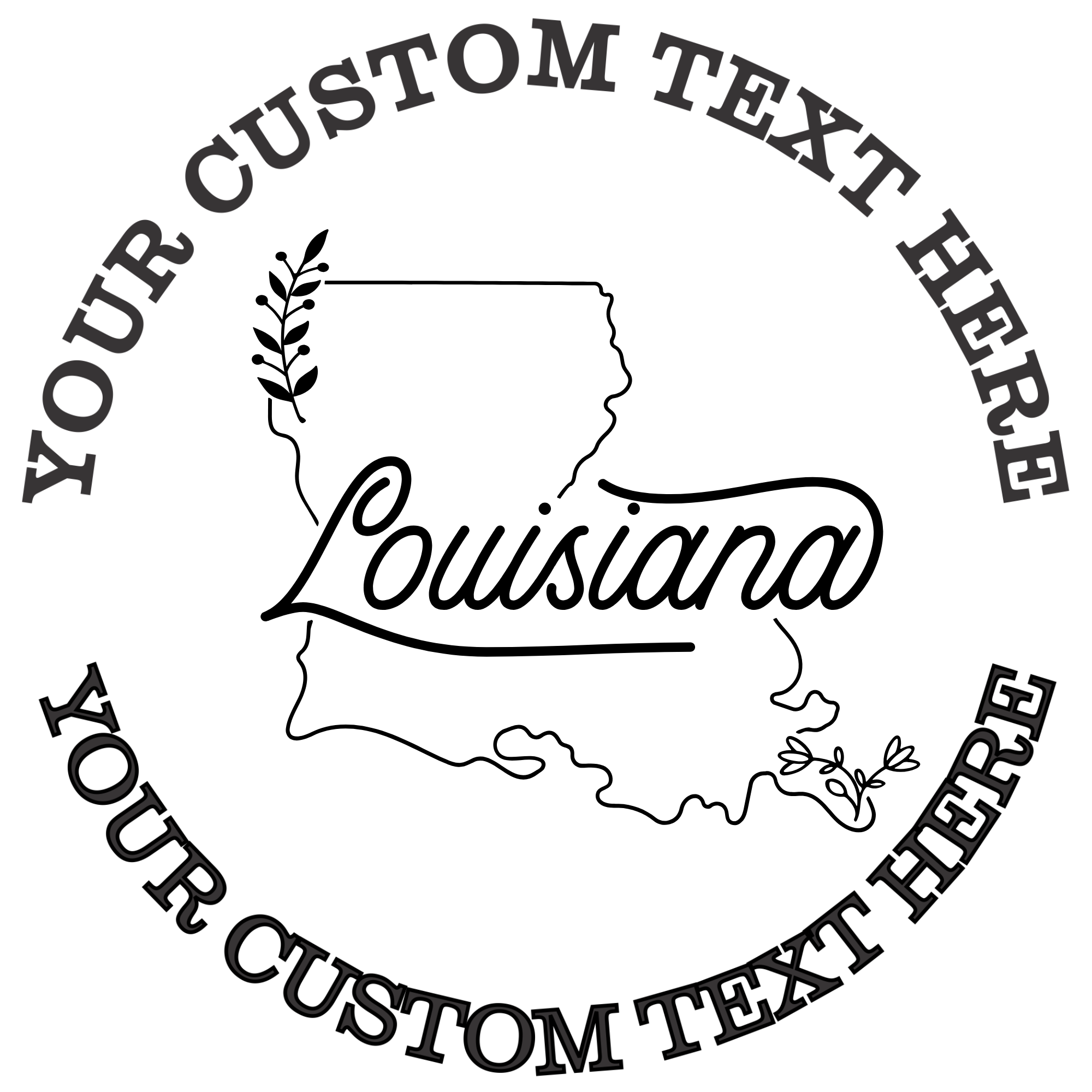 Floral Louisiana state outline  Self-Inking Custom Rubber Stamp | Personalized Return Address Stamp | Name & Address Customizable | 1.6" In Diameter (SH-76529)