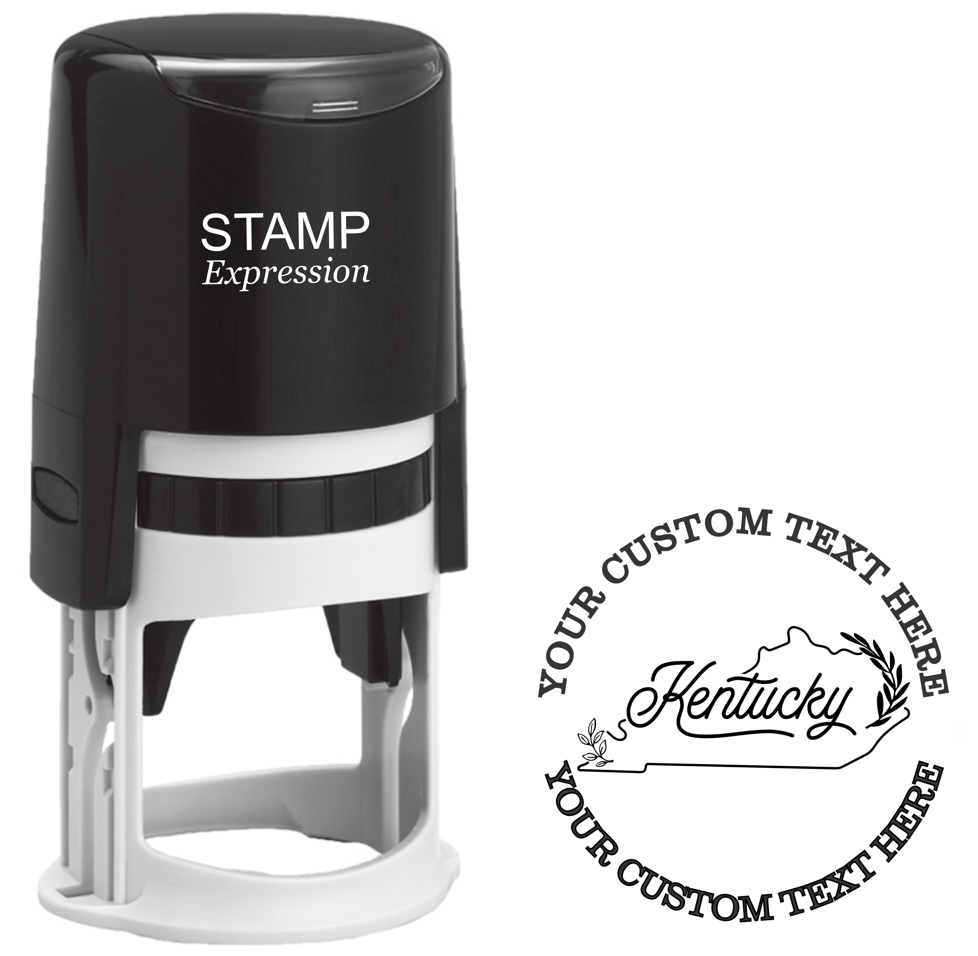 Floral Kentucky state outline  Self-Inking Custom Rubber Stamp | Personalized Return Address Stamp | Name & Address Customizable | 1.6" In Diameter (SH-76531)