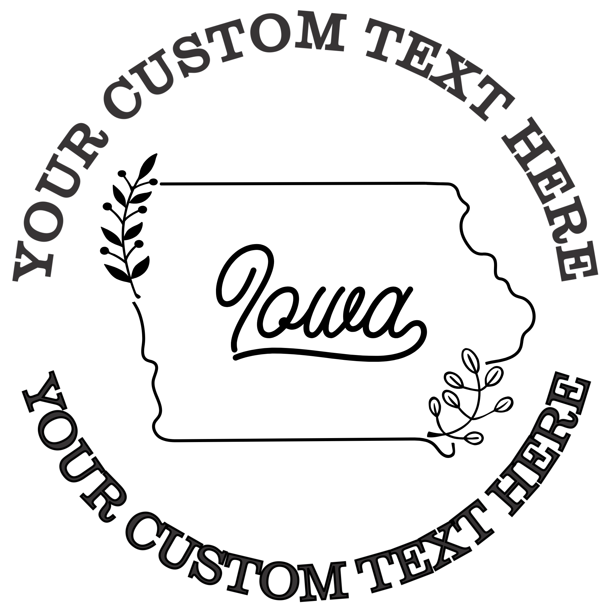 Floral Iowa state outline  Self-Inking Custom Rubber Stamp | Personalized Return Address Stamp | Name & Address Customizable | 1.6" In Diameter (SH-76532)