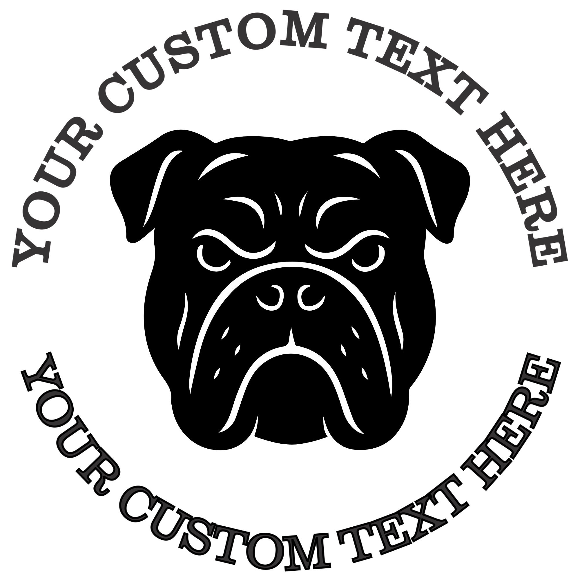 Angry bulldog face silhouette  Self-Inking Custom Rubber Stamp | Personalized Return Address Stamp | Name & Address Customizable | 1.6" In Diameter (SH-76533)