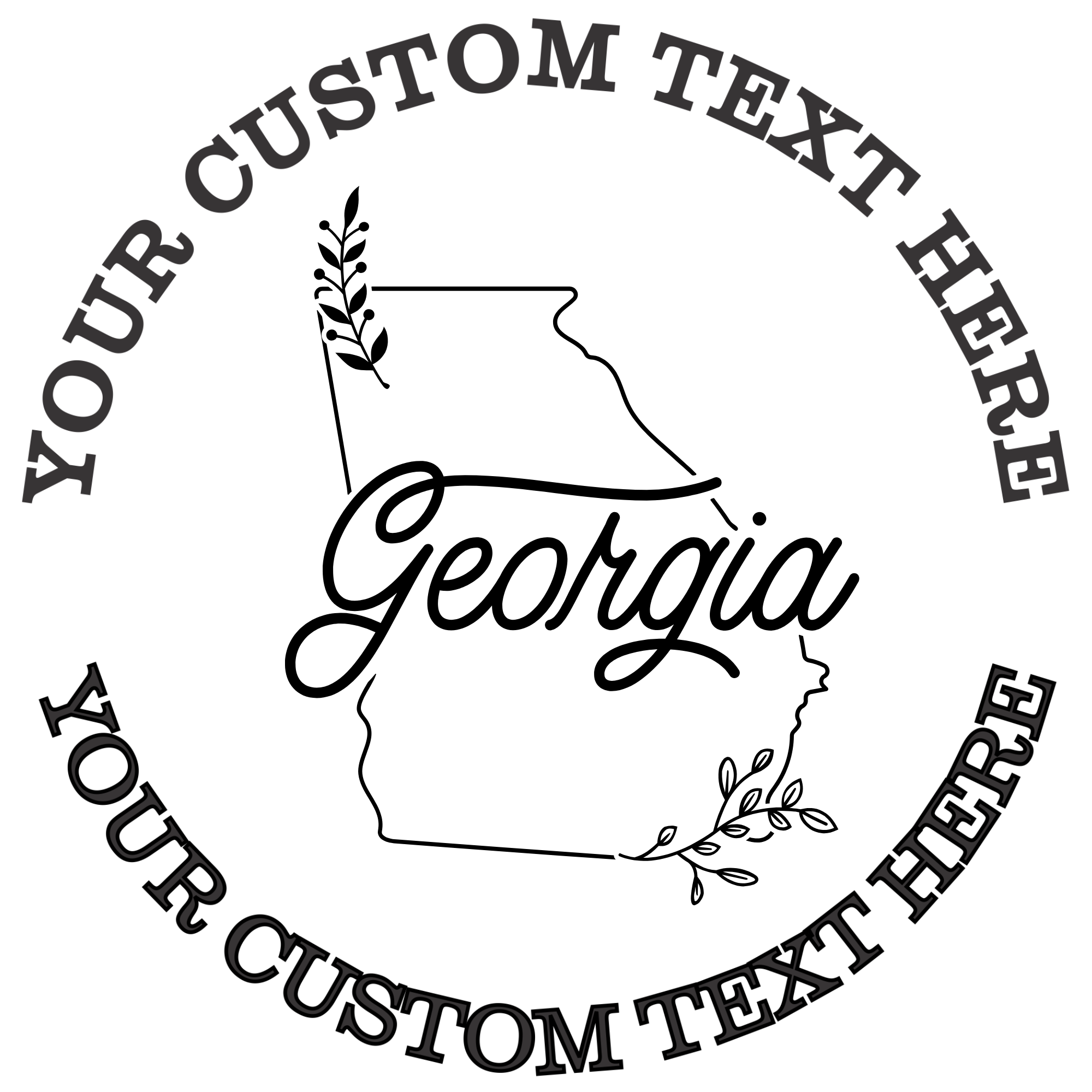 Floral Georgia state outline  Self-Inking Custom Rubber Stamp | Personalized Return Address Stamp | Name & Address Customizable | 1.6" In Diameter (SH-76534)