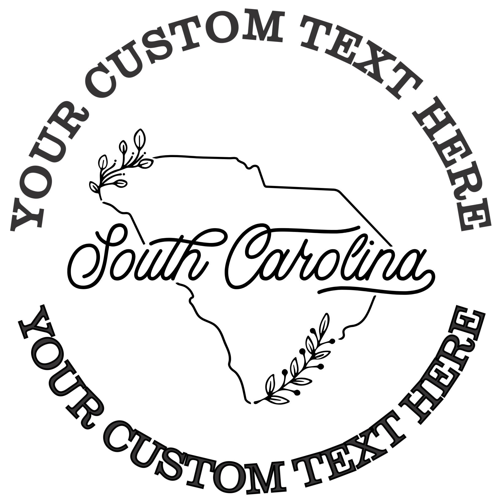 Floral  South Carolina state outline  Self-Inking Custom Rubber Stamp | Personalized Return Address Stamp | Name & Address Customizable | 1.6" In Diameter (SH-76536)