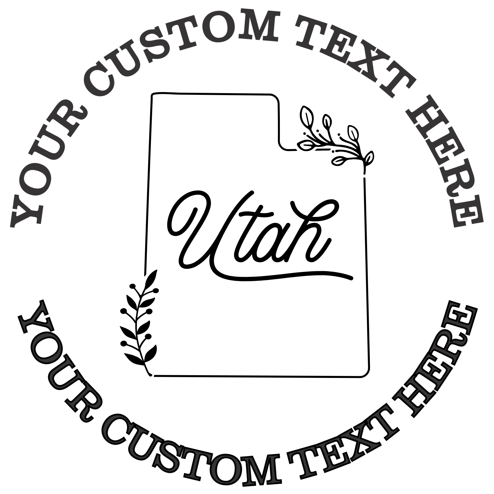 Floral Utah state outline  Self-Inking Custom Rubber Stamp | Personalized Return Address Stamp | Name & Address Customizable | 1.6" In Diameter (SH-76538)