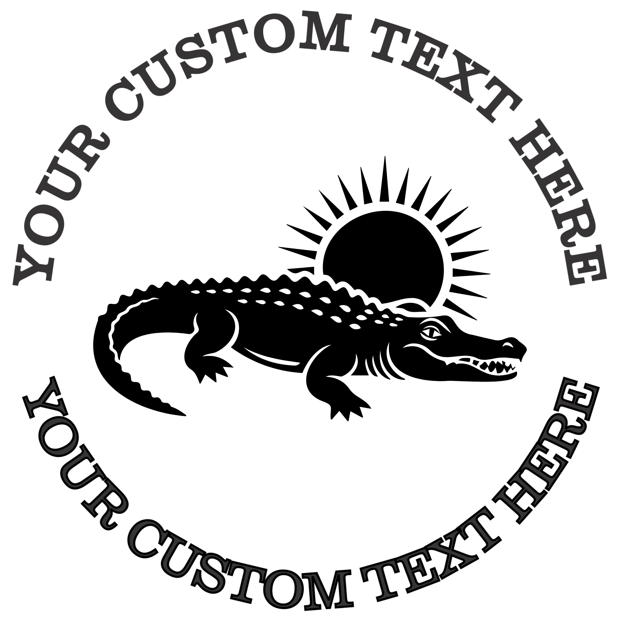 Alligator with a sun silhouette  Self-Inking Custom Rubber Stamp | Personalized Return Address Stamp | Name & Address Customizable | 1.6" In Diameter (SH-76542)