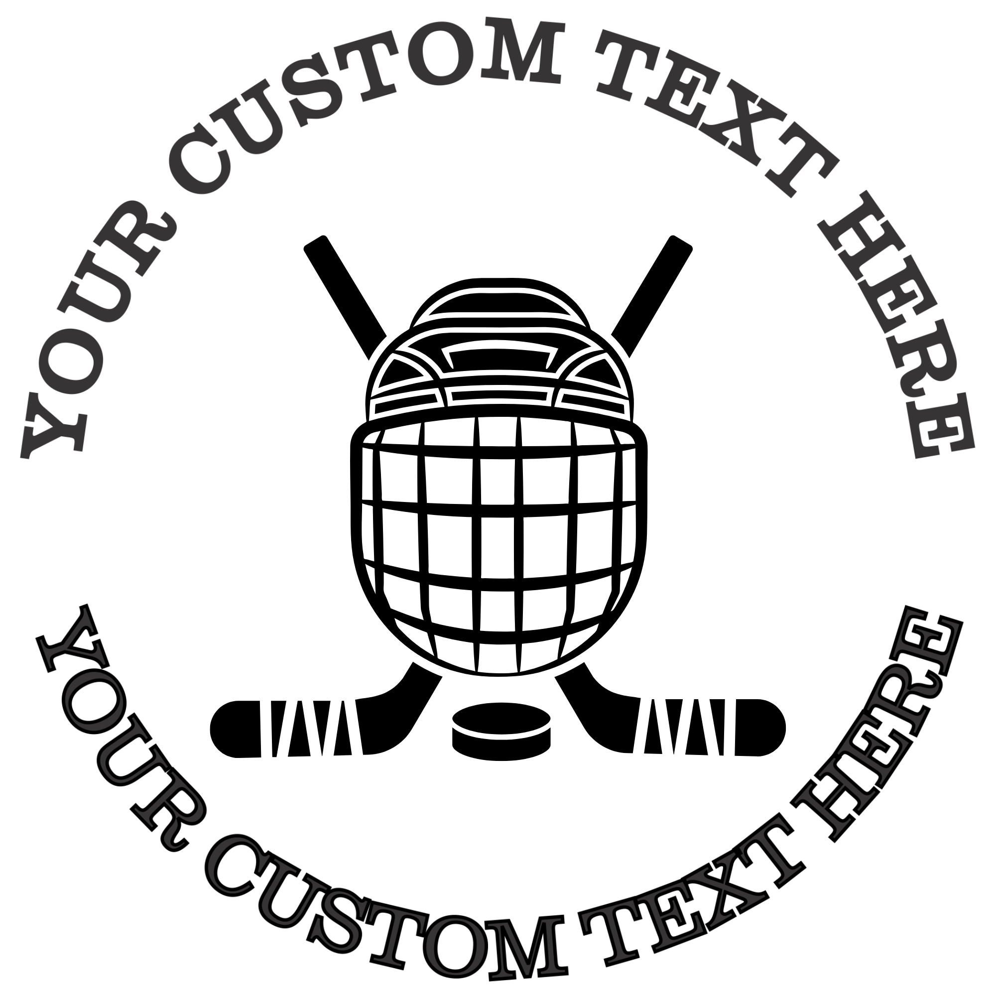Crossed hockey sticks with helmet  Self-Inking Custom Rubber Stamp | Personalized Return Address Stamp | Name & Address Customizable | 1.6" In Diameter (SH-76544)