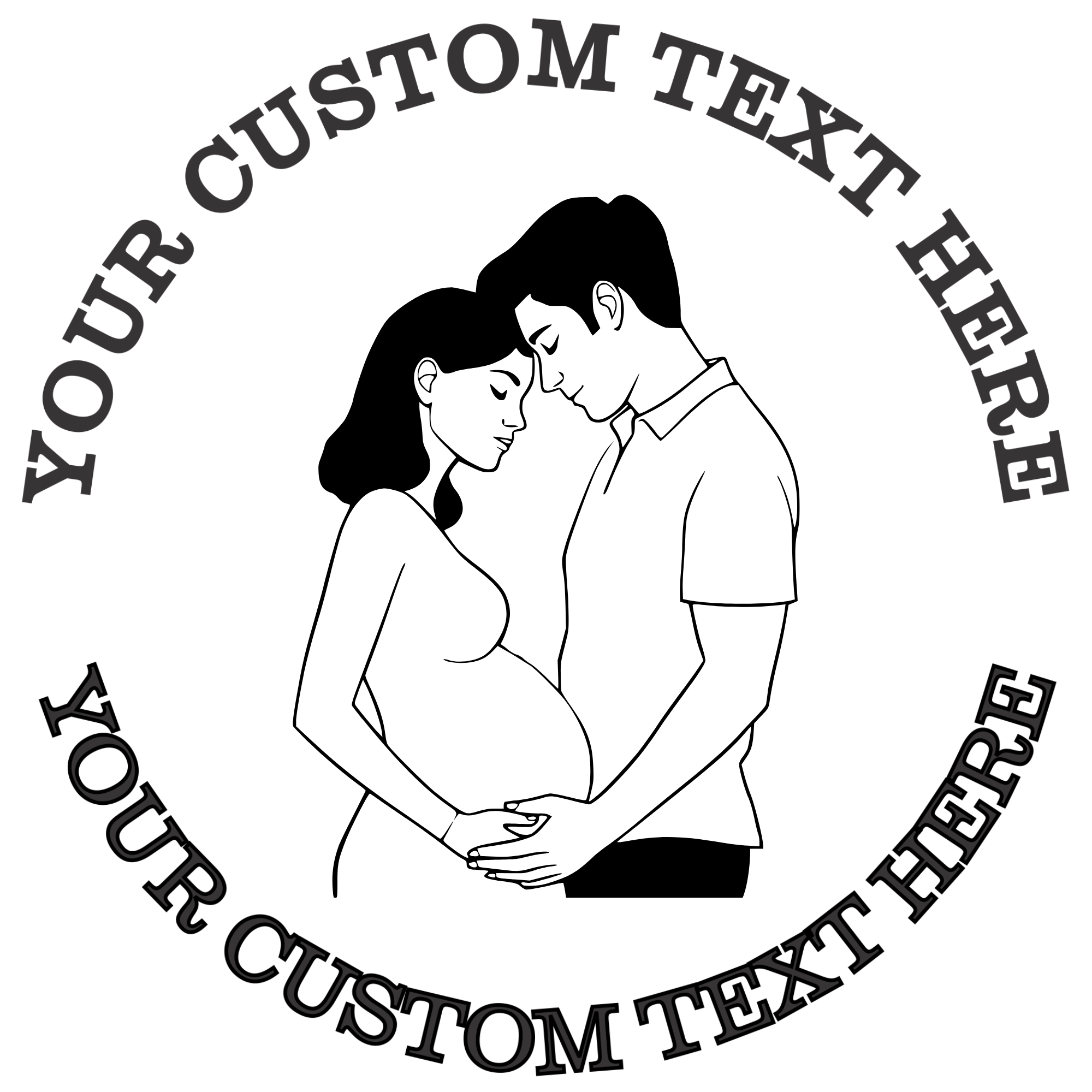 Expecting couple outline  Self-Inking Custom Rubber Stamp | Personalized Return Address Stamp | Name & Address Customizable | 1.6" In Diameter (SH-76549)
