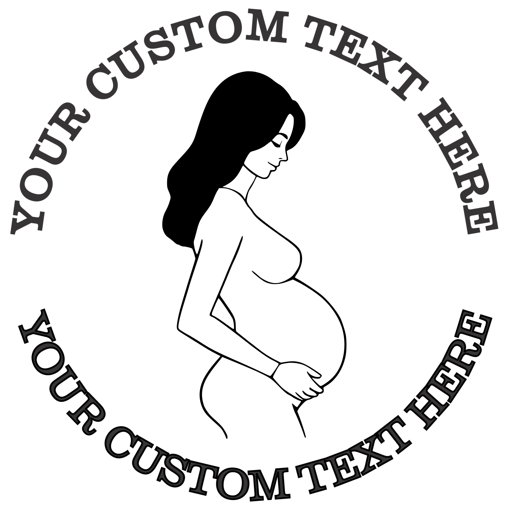 Expecting mother outline  Self-Inking Custom Rubber Stamp | Personalized Return Address Stamp | Name & Address Customizable | 1.6" In Diameter (SH-76550)