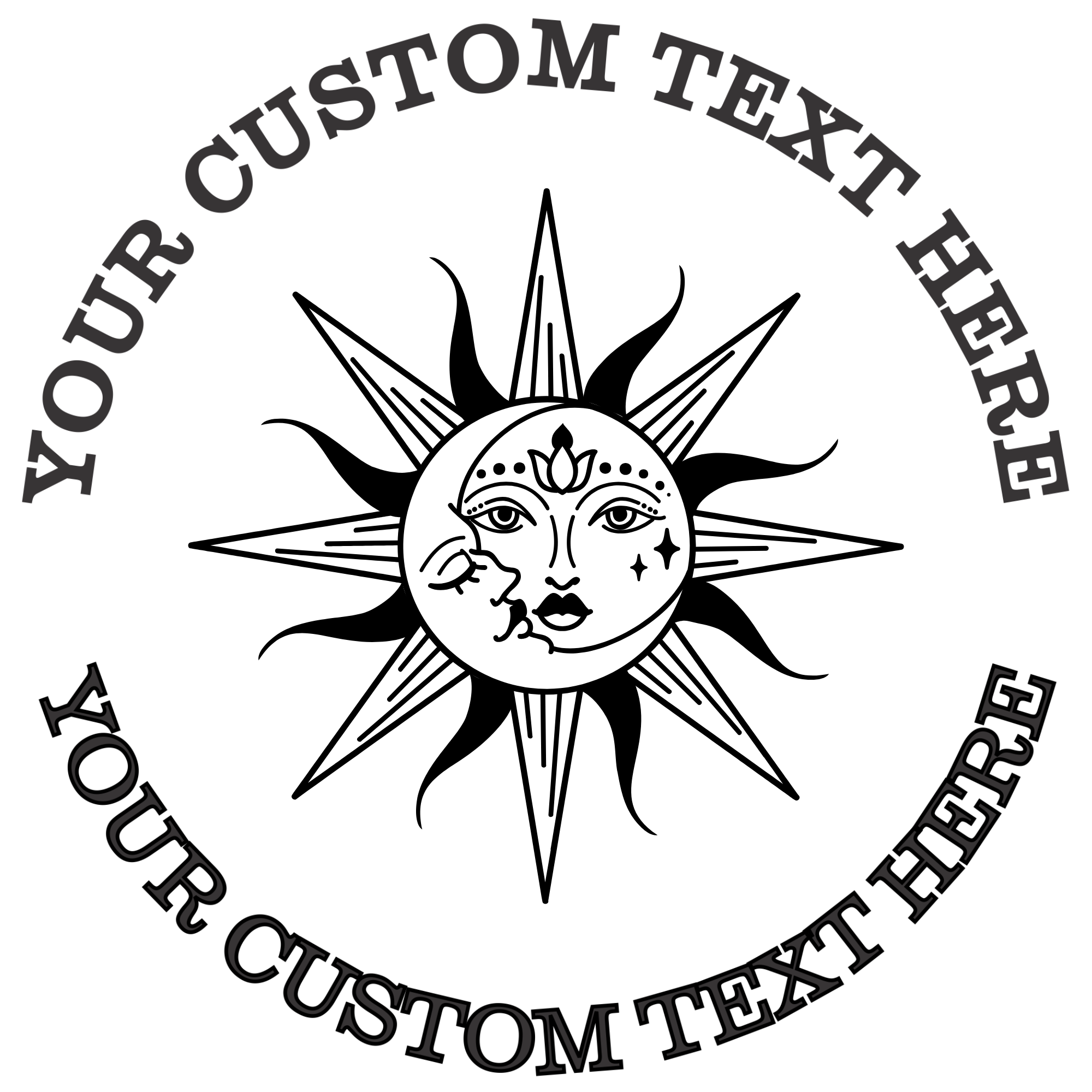 Mystical sun and moon Celestial Boho  Self-Inking Custom Rubber Stamp | Personalized Return Address Stamp | Name & Address Customizable | 1.6" In Diameter (SH-76552)