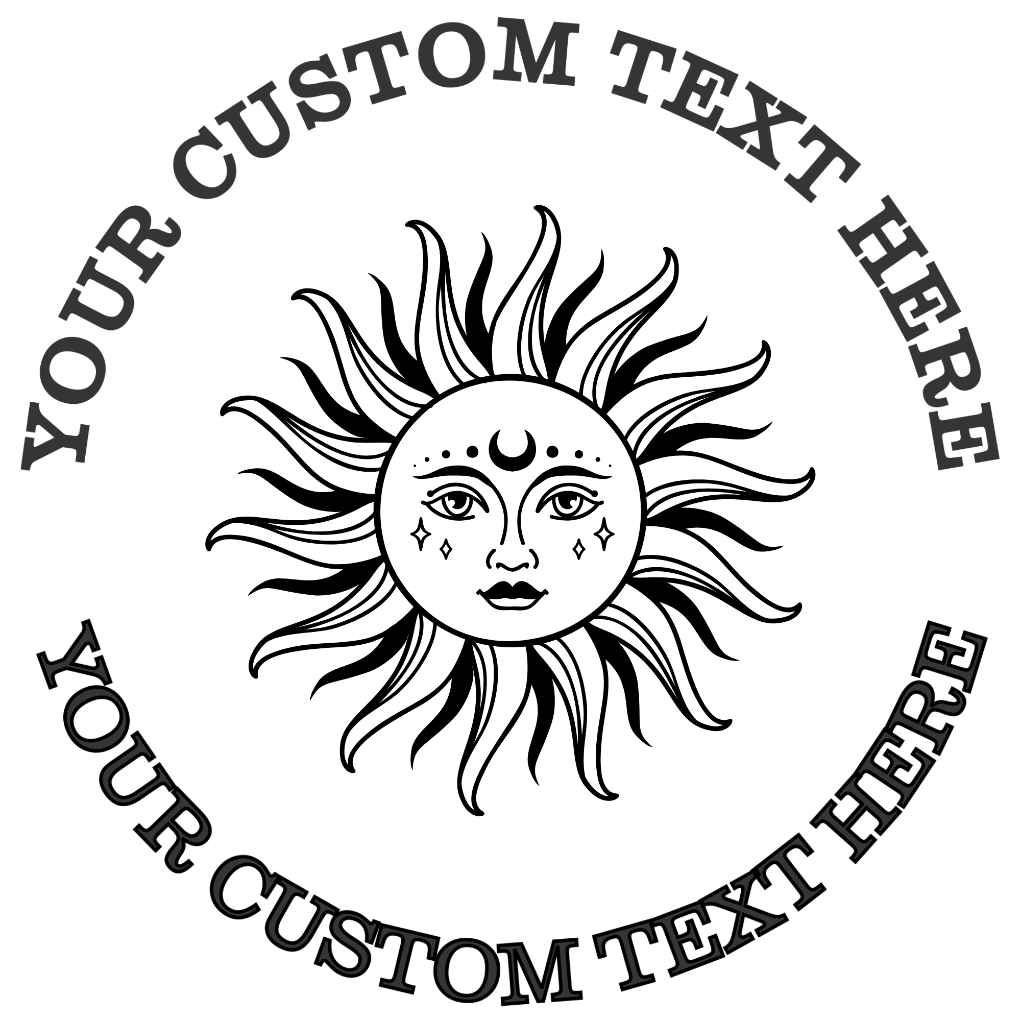 Mystical sun Celestial Boho  Self-Inking Custom Rubber Stamp | Personalized Return Address Stamp | Name & Address Customizable | 1.6" In Diameter (SH-76553)