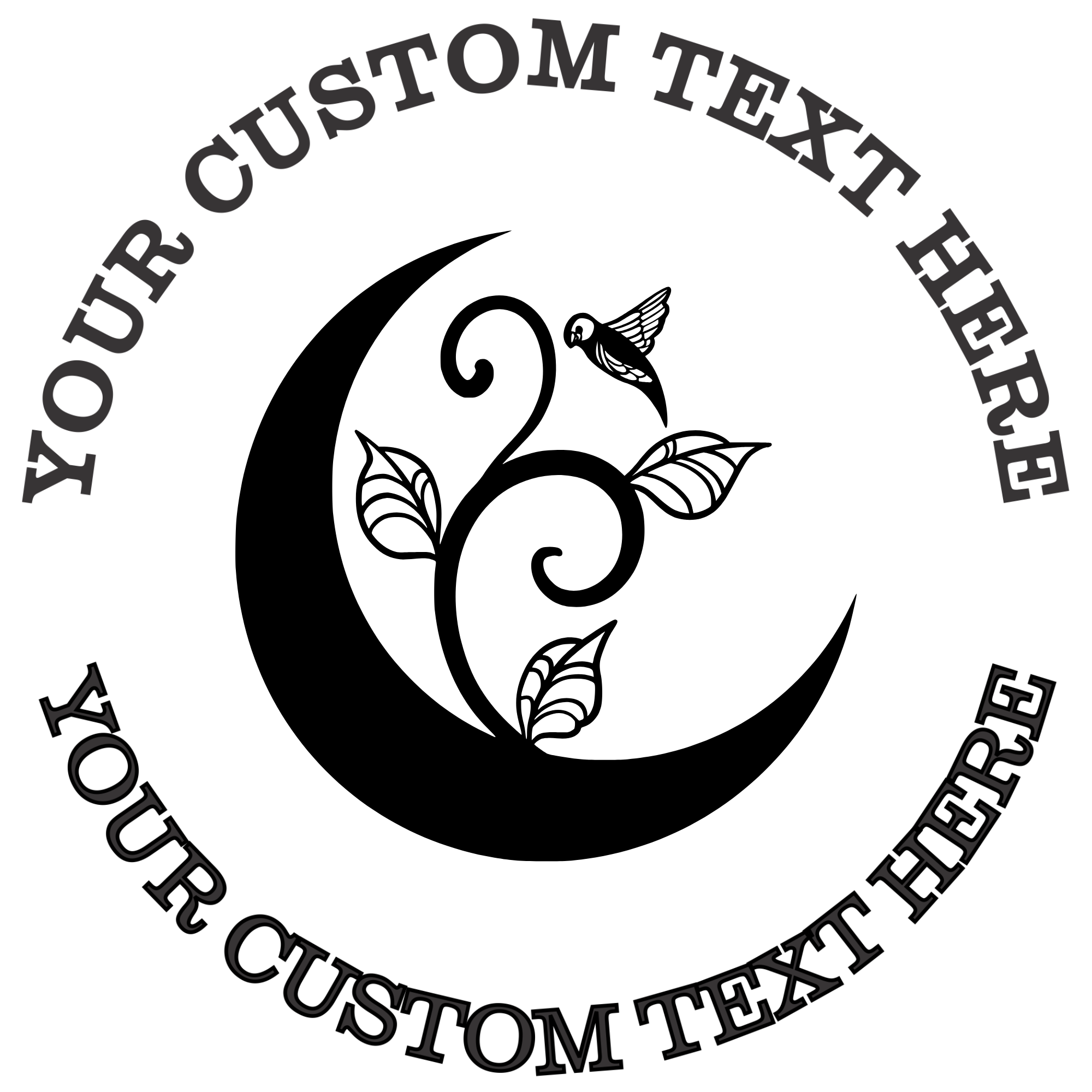 Crescent moon silhouette with a calibri bird Celestial Boho  Self-Inking Custom Rubber Stamp | Personalized Return Address Stamp | Name & Address Customizable | 1.6" In Diameter (SH-76554)