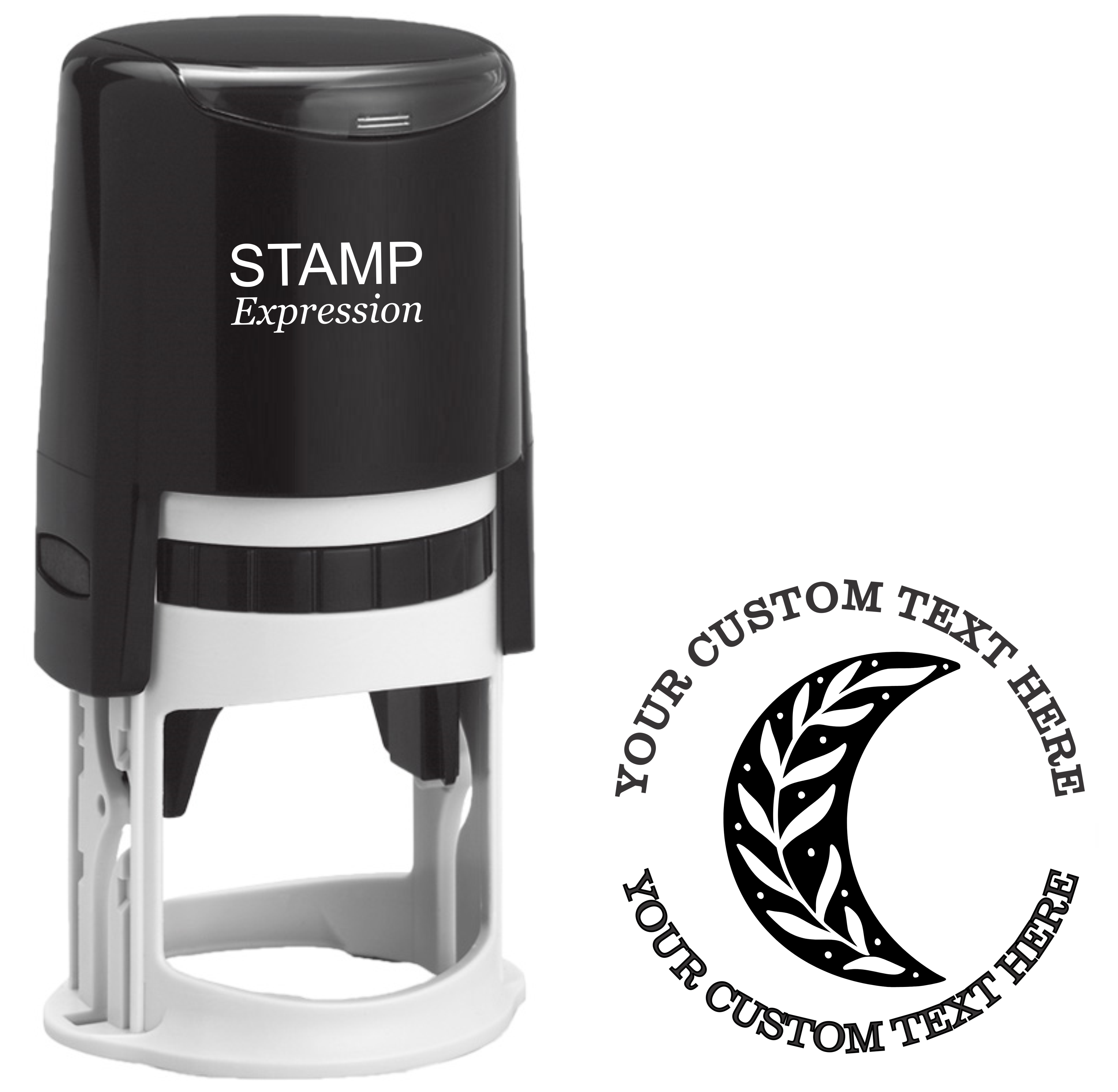 Celestial ornate moon  Self-Inking Custom Rubber Stamp | Personalized Return Address Stamp | Name & Address Customizable | 1.6" In Diameter (SH-76558)