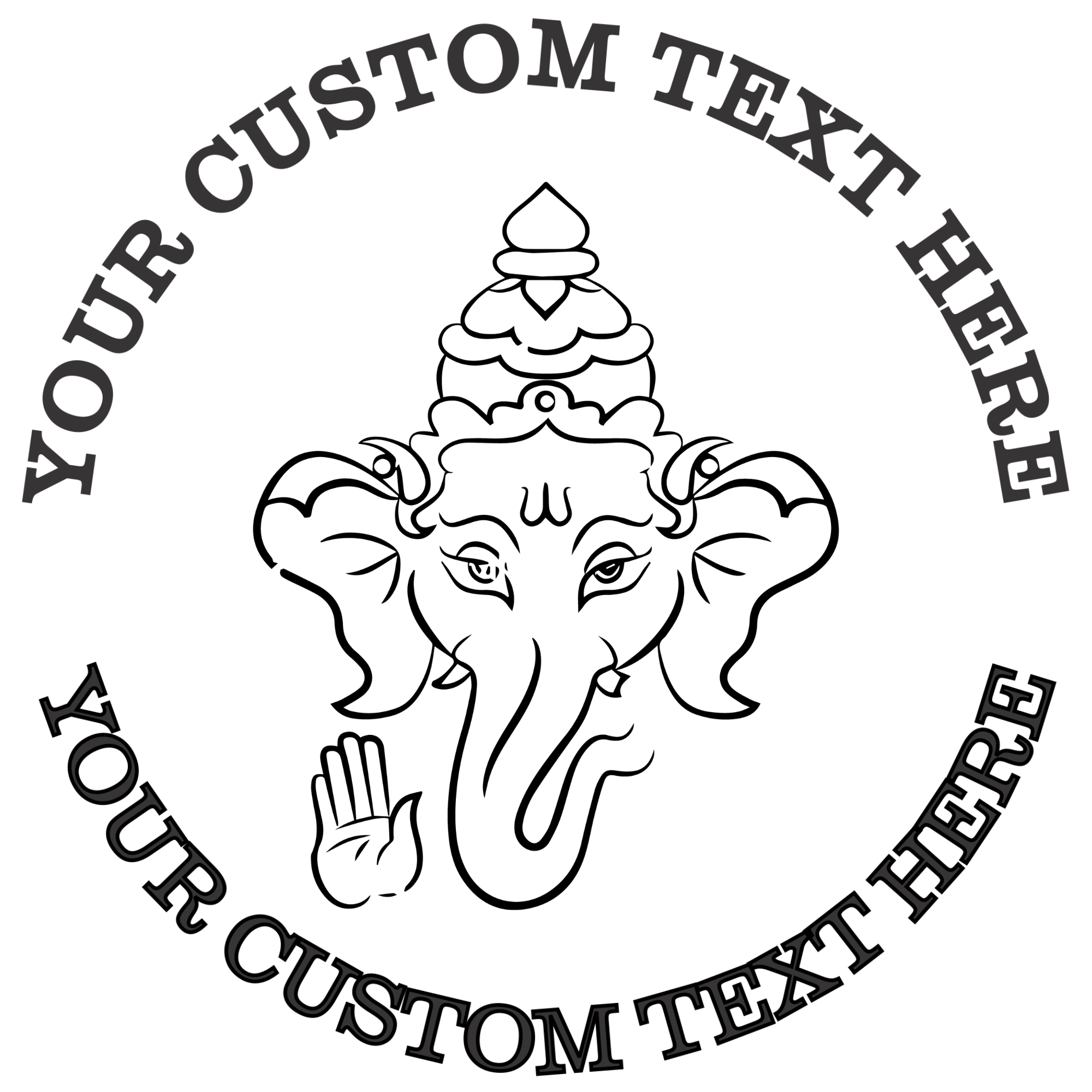 Ganesha head outline  Self-Inking Custom Rubber Stamp | Personalized Return Address Stamp | Name & Address Customizable | 1.6" In Diameter (SH-76560)