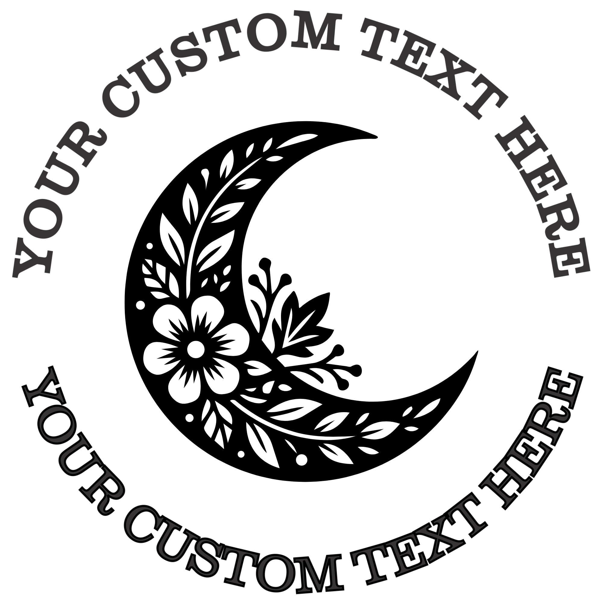 Ornate crescent moon with flowers Celestial Boho  Self-Inking Custom Rubber Stamp | Personalized Return Address Stamp | Name & Address Customizable | 1.6" In Diameter (SH-76562)