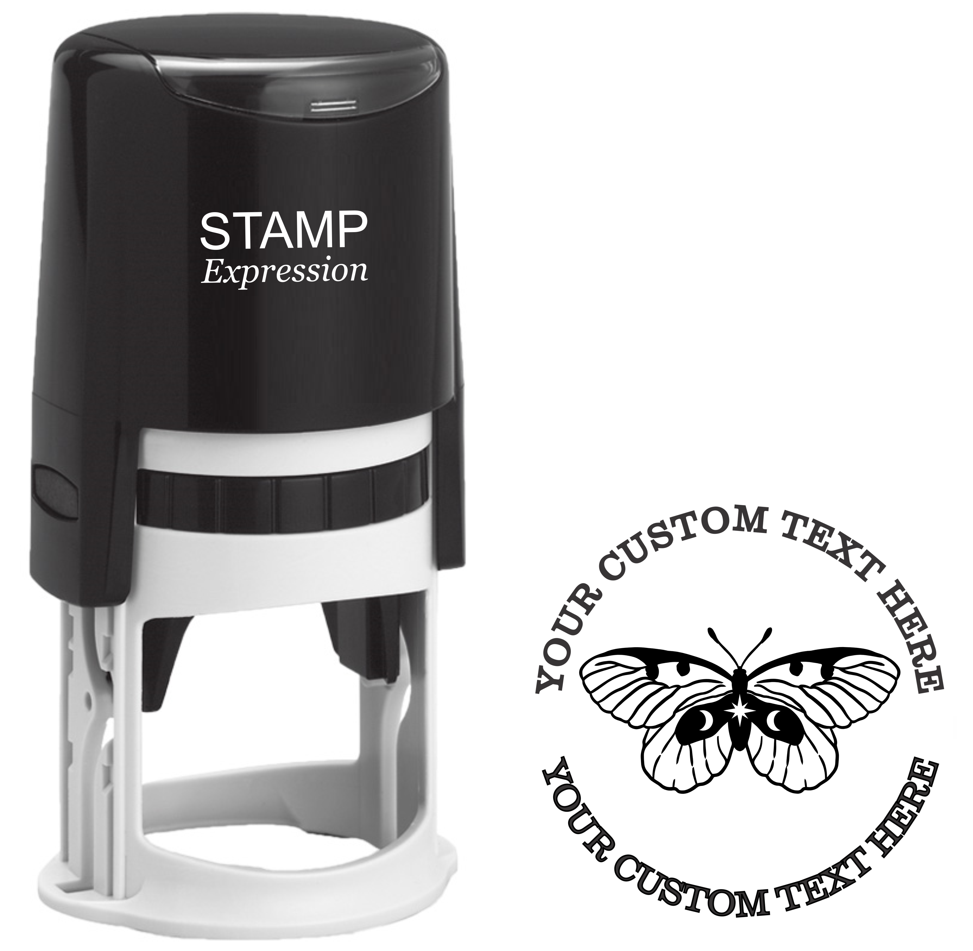 Celestial mystical moth  Self-Inking Custom Rubber Stamp | Personalized Return Address Stamp | Name & Address Customizable | 1.6" In Diameter (SH-76564)