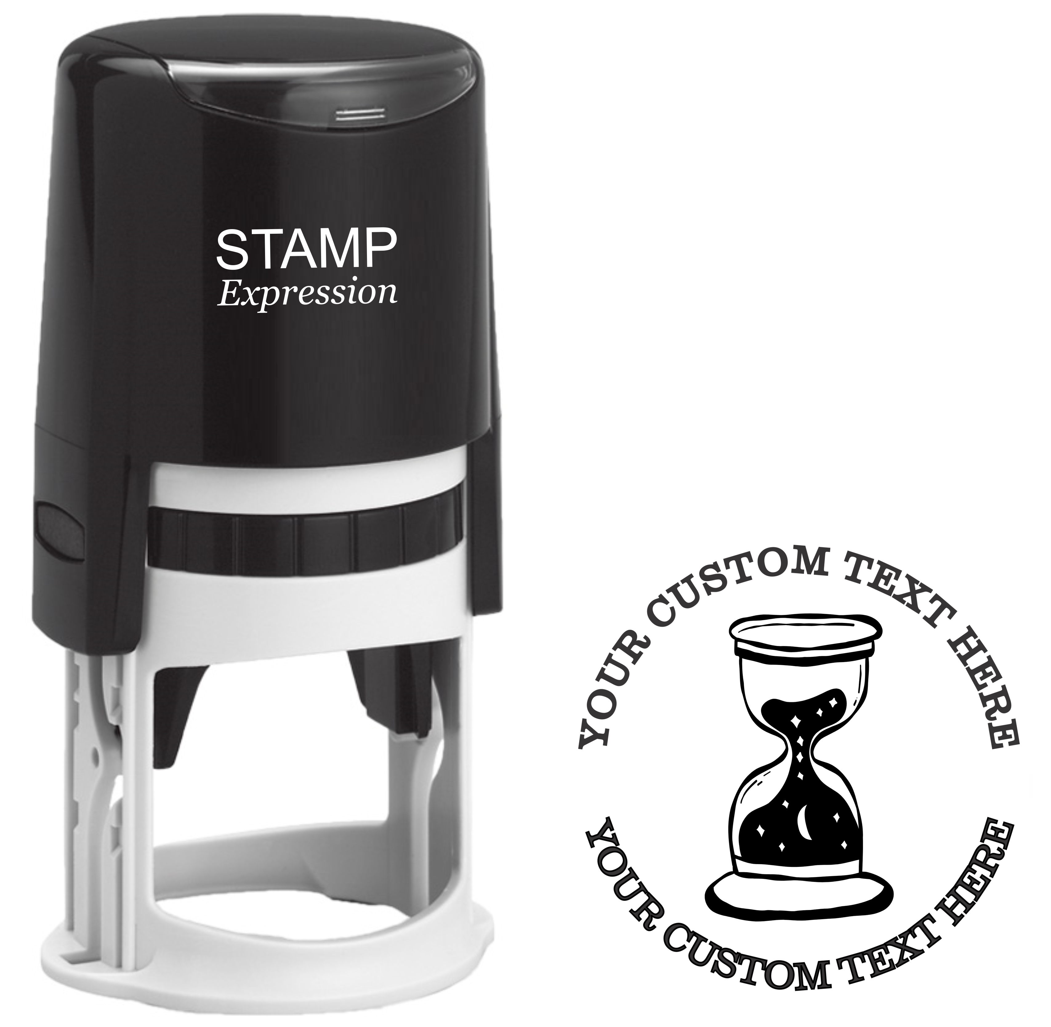 Mystical hourglass Celestial Boho  Self-Inking Custom Rubber Stamp | Personalized Return Address Stamp | Name & Address Customizable | 1.6" In Diameter (SH-76565)