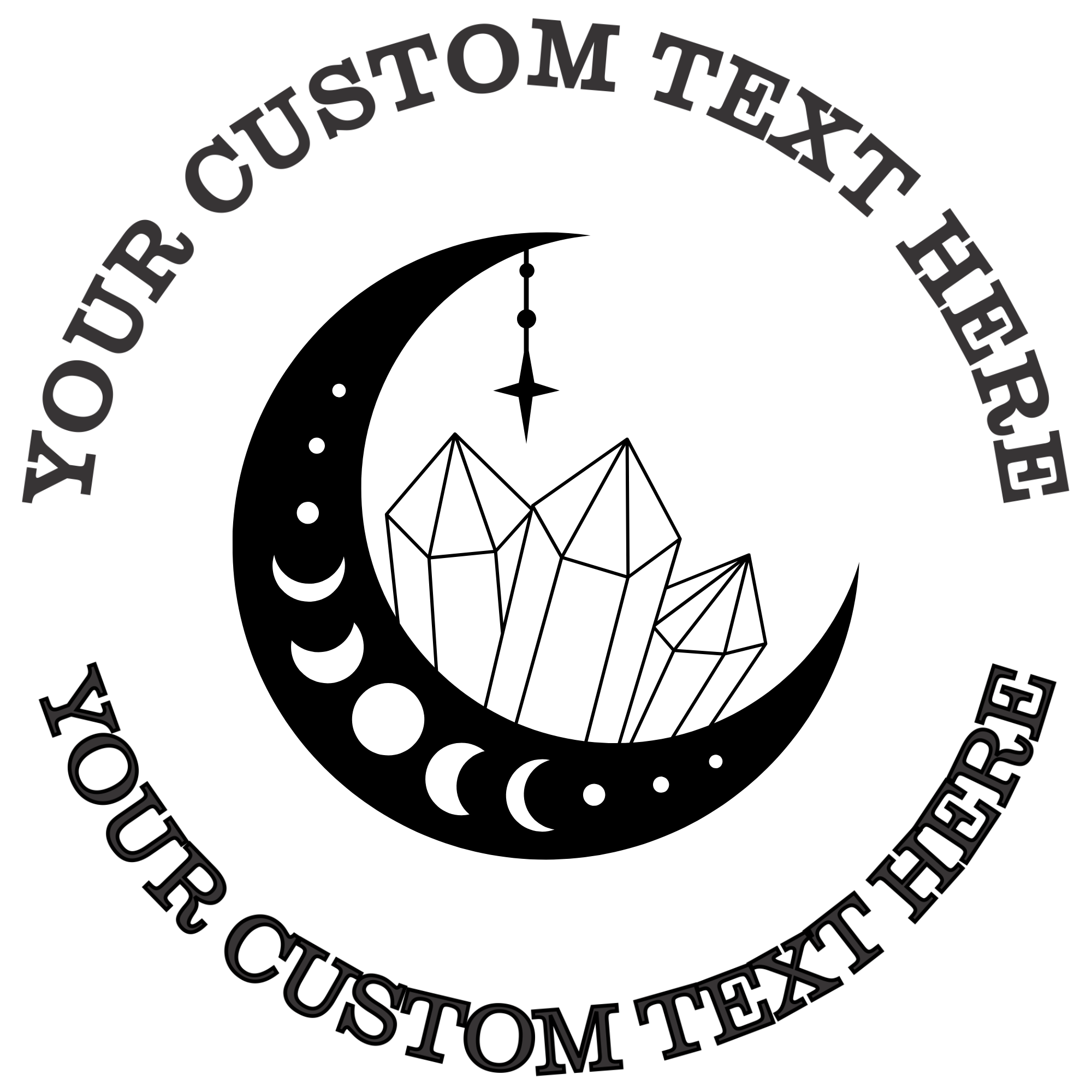 Crescent moon silhouette with crystals  Self-Inking Custom Rubber Stamp | Personalized Return Address Stamp | Name & Address Customizable | 1.6" In Diameter (SH-76567)