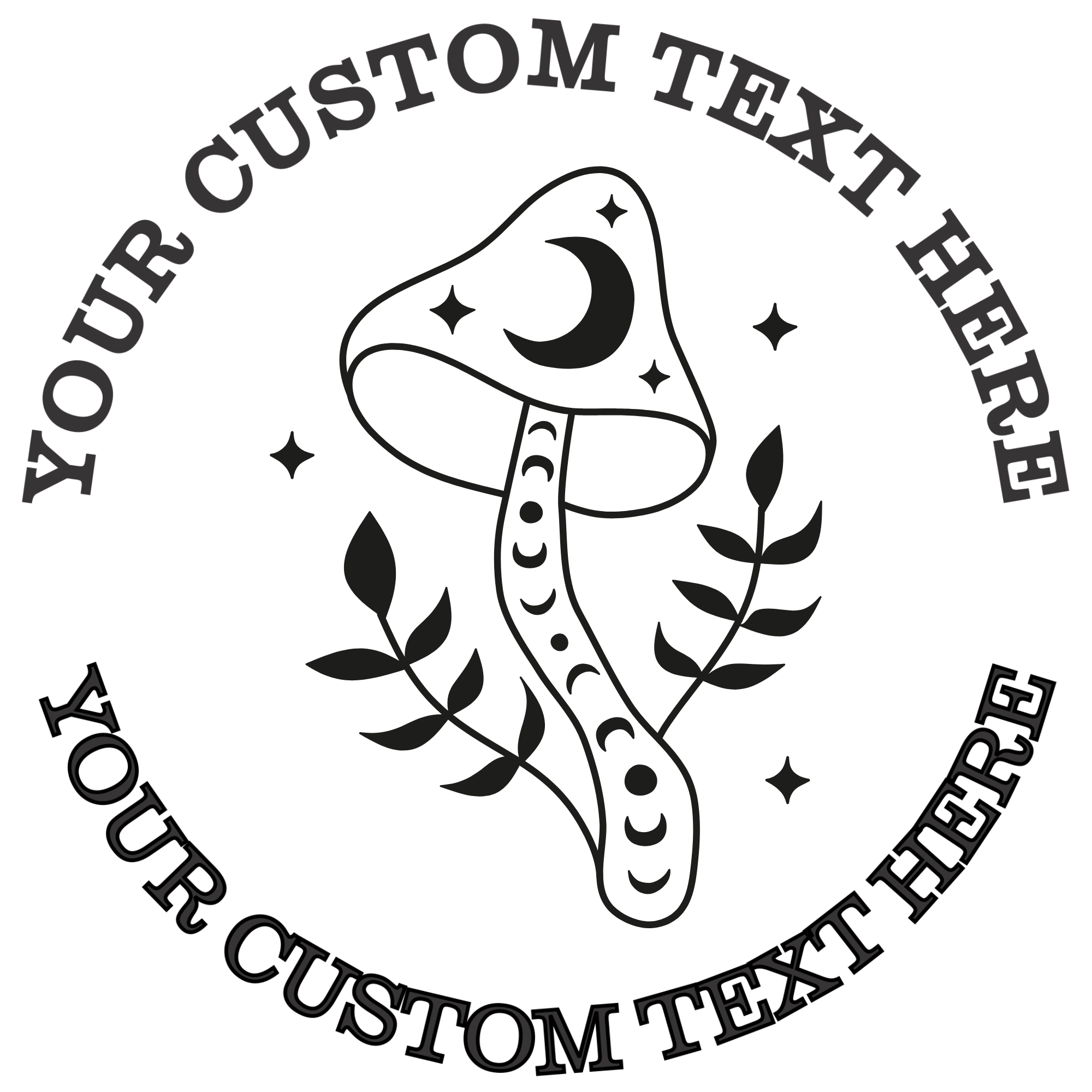 Mystical celestial mushroom  Self-Inking Custom Rubber Stamp | Personalized Return Address Stamp | Name & Address Customizable | 1.6" In Diameter (SH-76568)