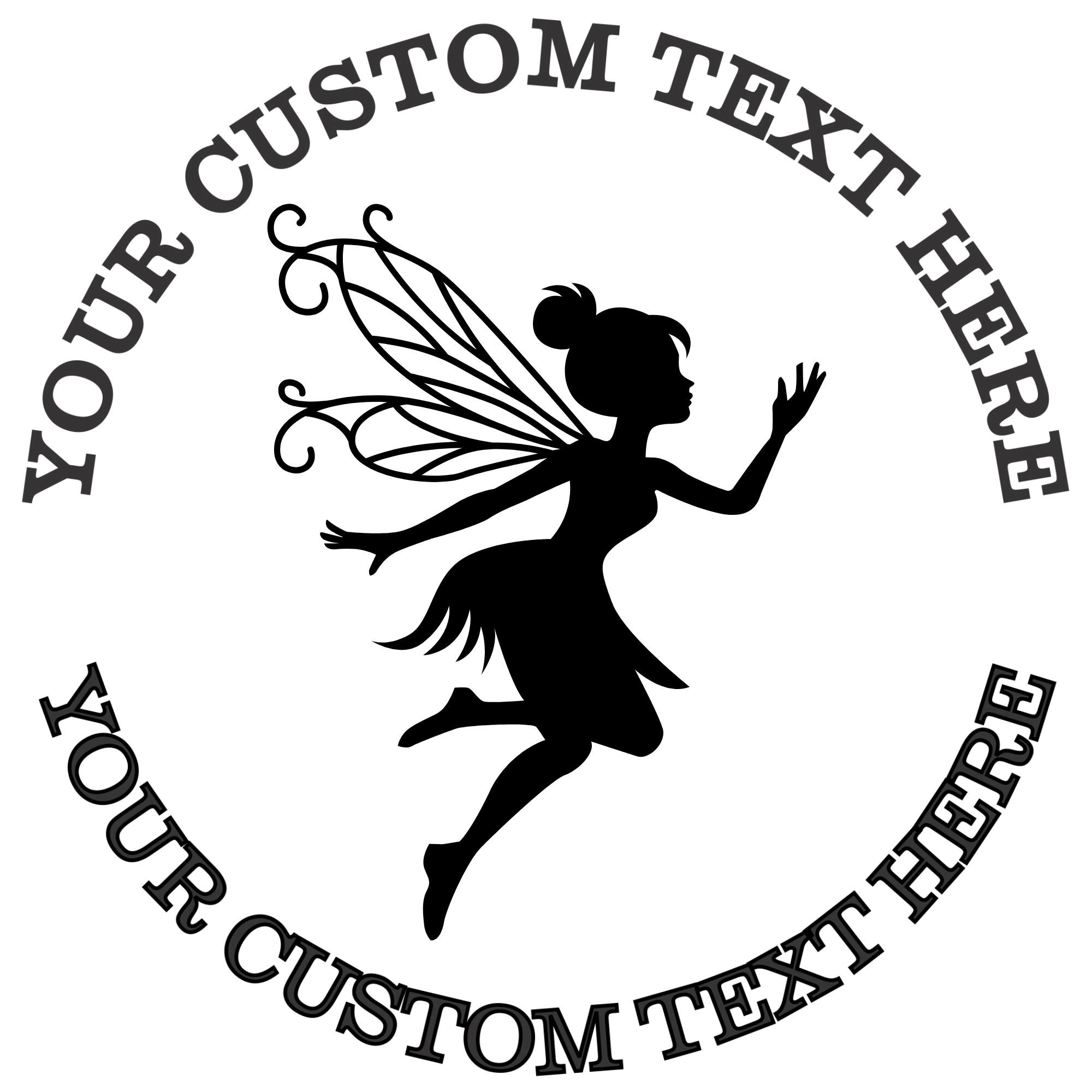 Flying fairy with ornate wings  Self-Inking Custom Rubber Stamp | Personalized Return Address Stamp | Name & Address Customizable | 1.6" In Diameter (SH-76580)