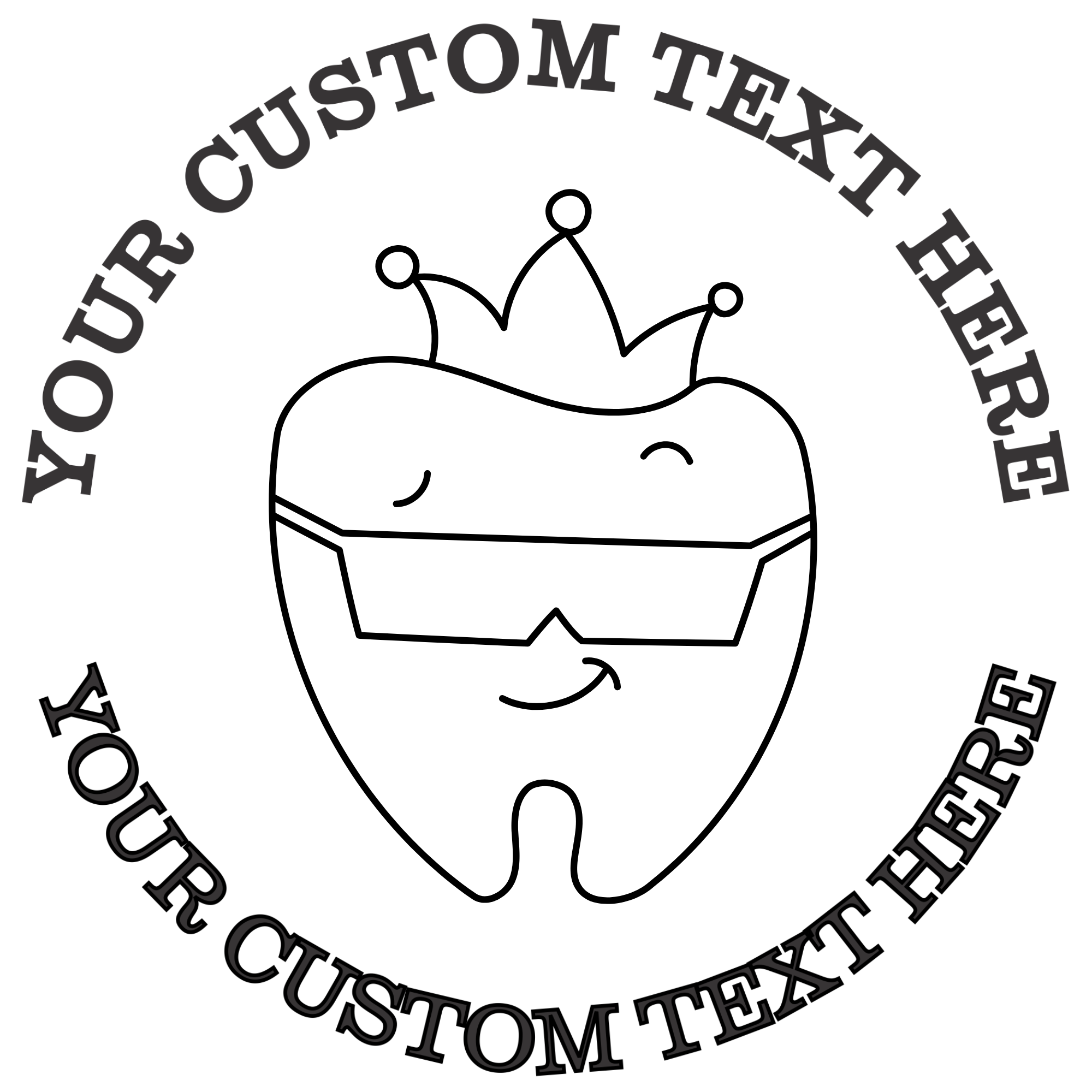 Cool tooth with crown and sunglasses dentist  Self-Inking Custom Rubber Stamp | Personalized Return Address Stamp | Name & Address Customizable | 1.6" In Diameter (SH-76589)
