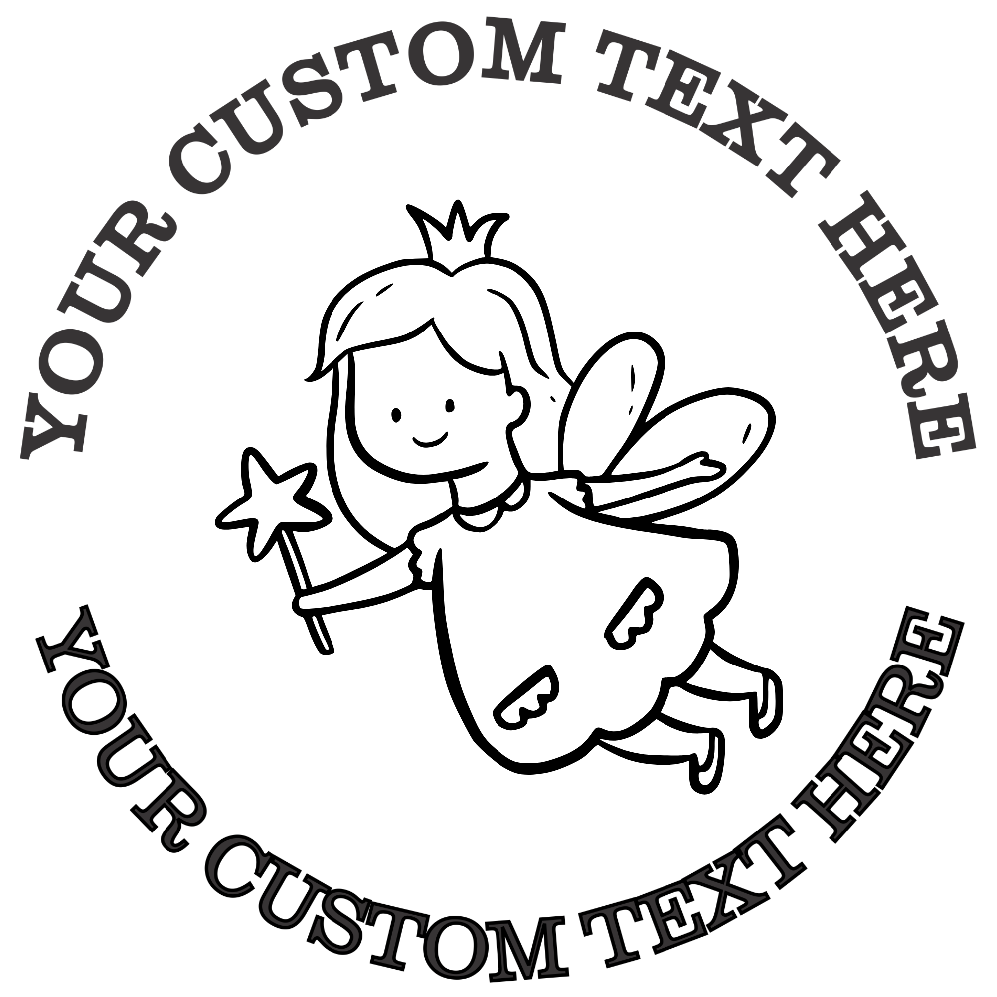 Adorable flying baby fairy outline  Self-Inking Custom Rubber Stamp | Personalized Return Address Stamp | Name & Address Customizable | 1.6" In Diameter (SH-76592)