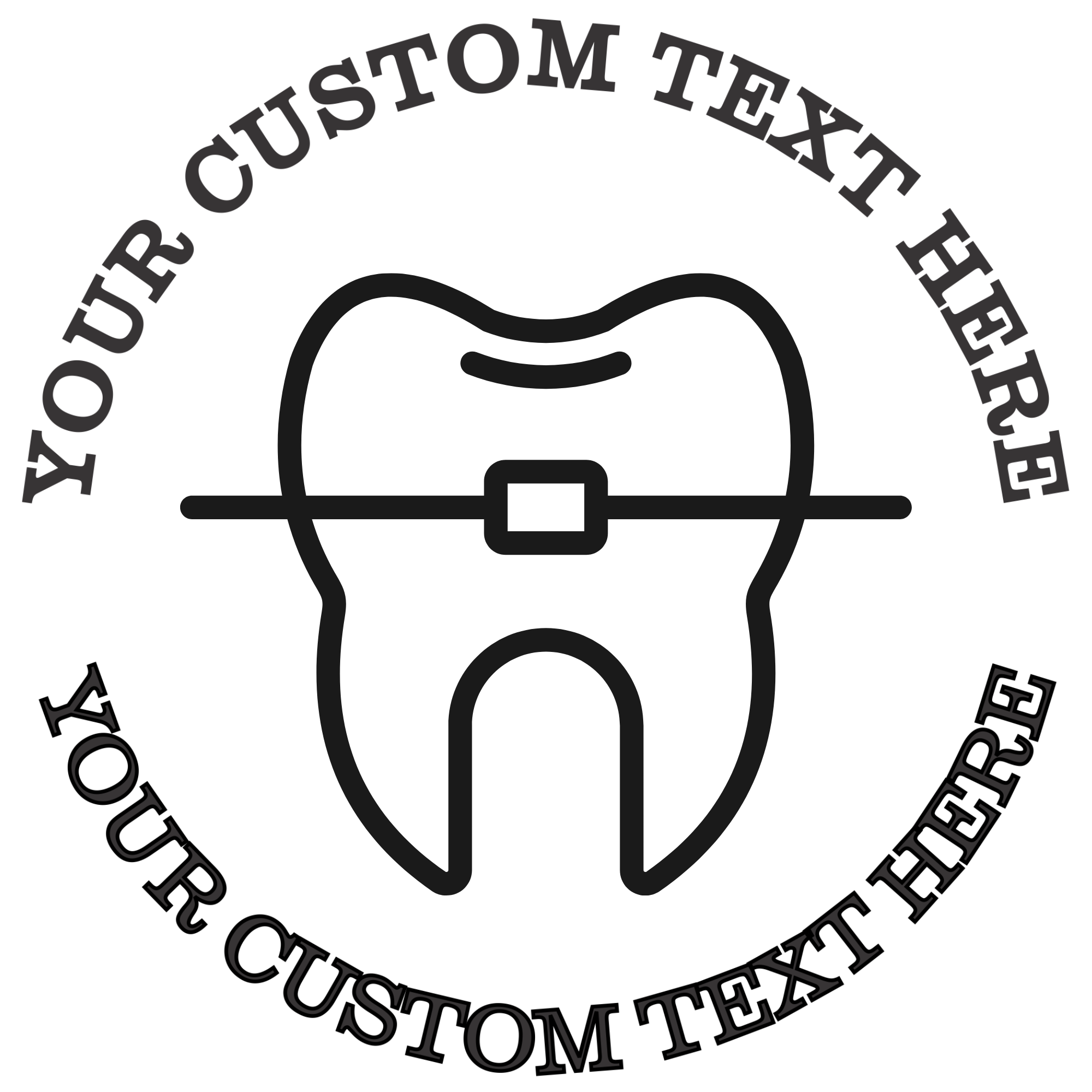 Tooth and a brace outline dentist  Self-Inking Custom Rubber Stamp | Personalized Return Address Stamp | Name & Address Customizable | 1.6" In Diameter (SH-76593)