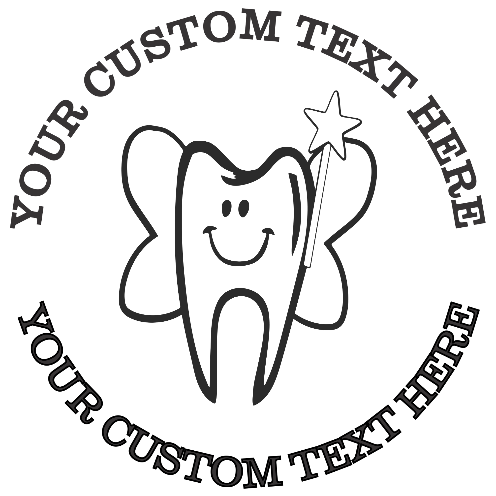 Funny tooth with fairy wings and magic wand dentist  Self-Inking Custom Rubber Stamp | Personalized Return Address Stamp | Name & Address Customizable | 1.6" In Diameter (SH-76595)