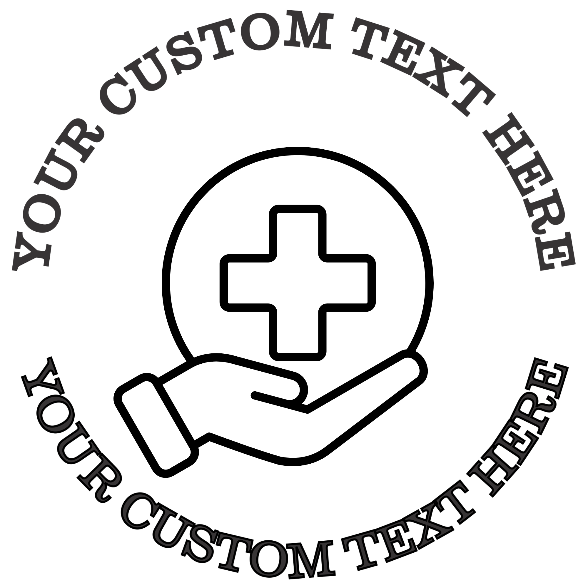 Hand holding medical cross in the circle support medical workers  Self-Inking Custom Rubber Stamp | Personalized Return Address Stamp | Name & Address Customizable | 1.6" In Diameter (SH-76599)
