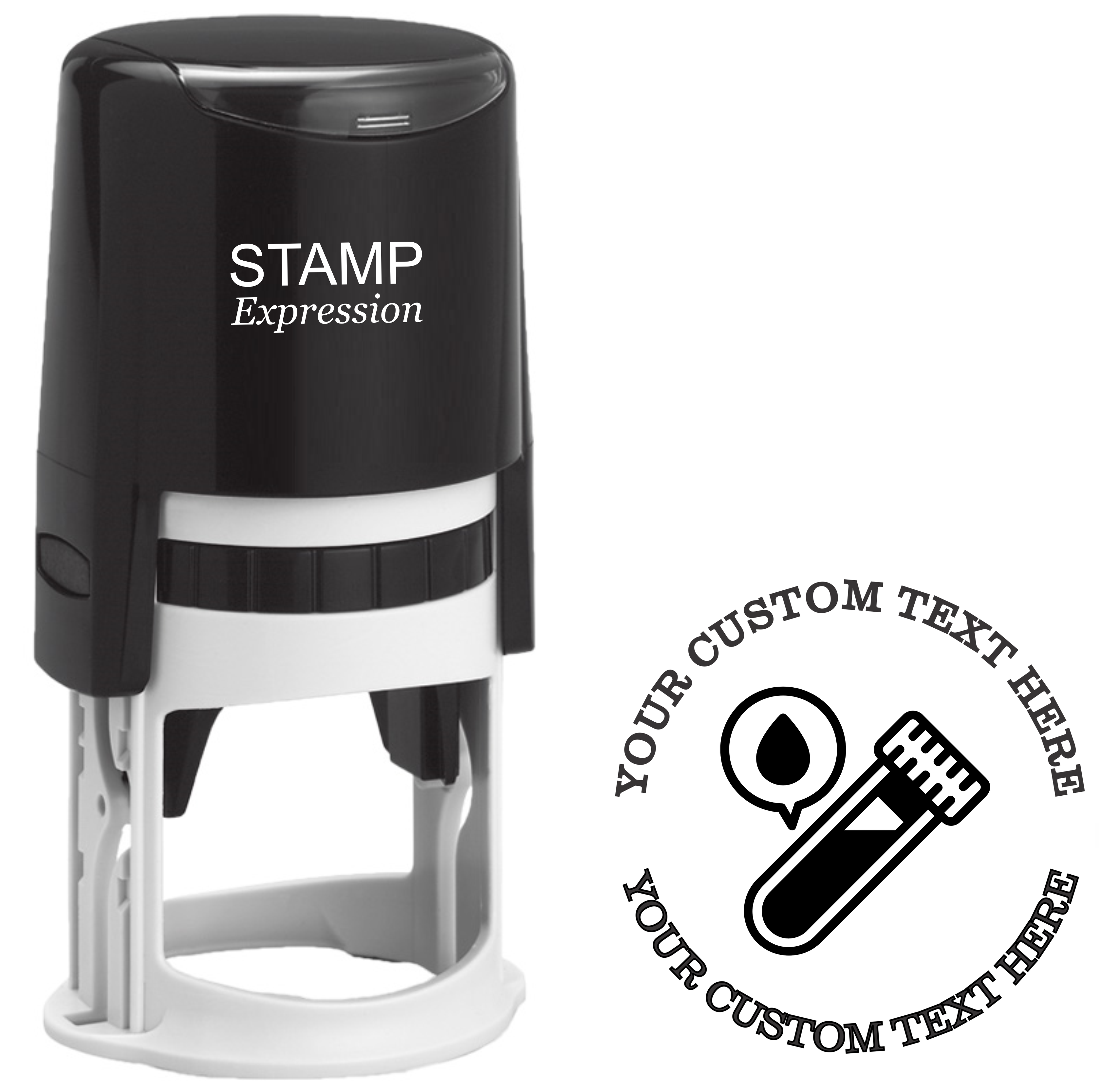 Blood donation vial  Self-Inking Custom Rubber Stamp | Personalized Return Address Stamp | Name & Address Customizable | 1.6" In Diameter (SH-76600)