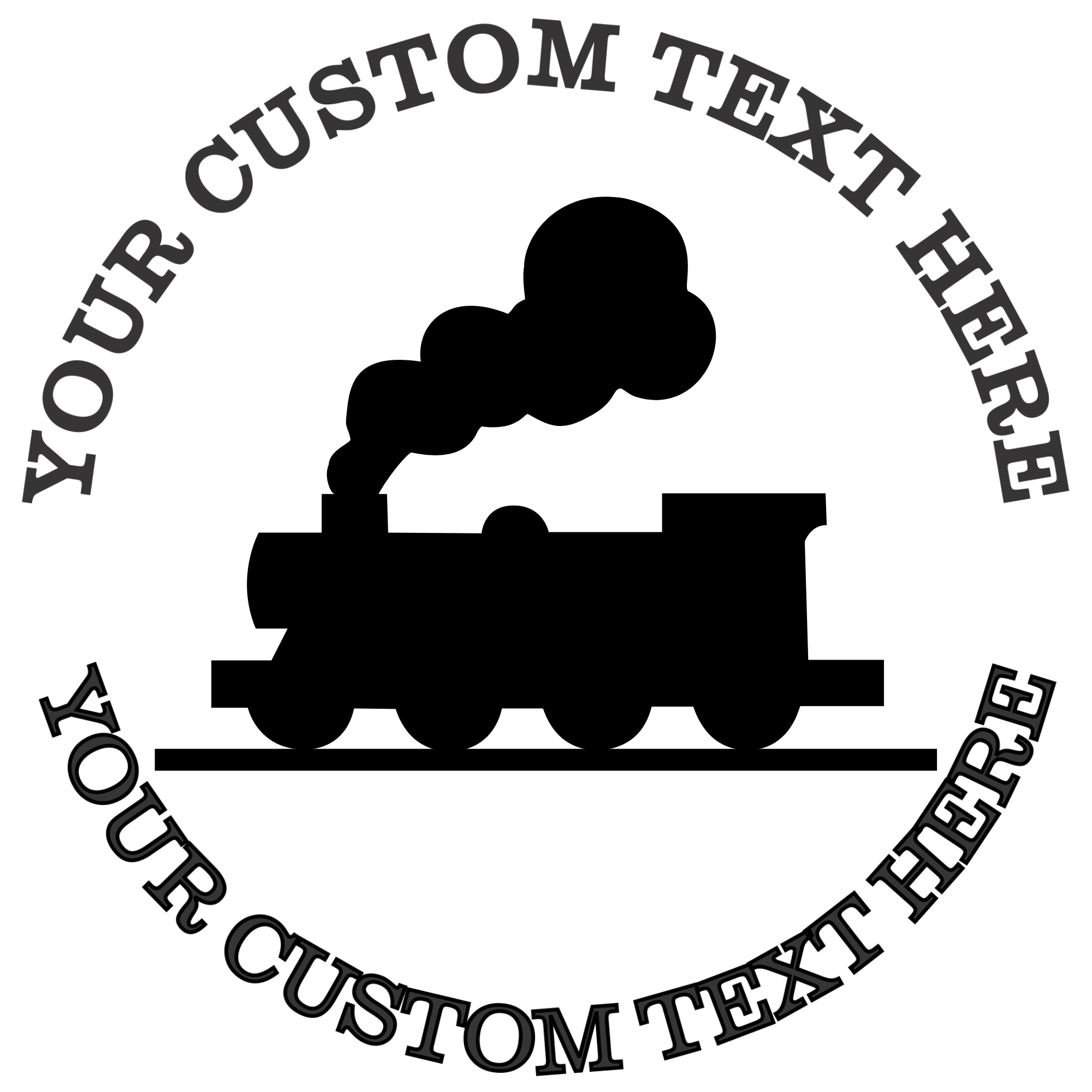 Choo choo train silhouette  Self-Inking Custom Rubber Stamp | Personalized Return Address Stamp | Name & Address Customizable | 1.6" In Diameter (SH-76602)