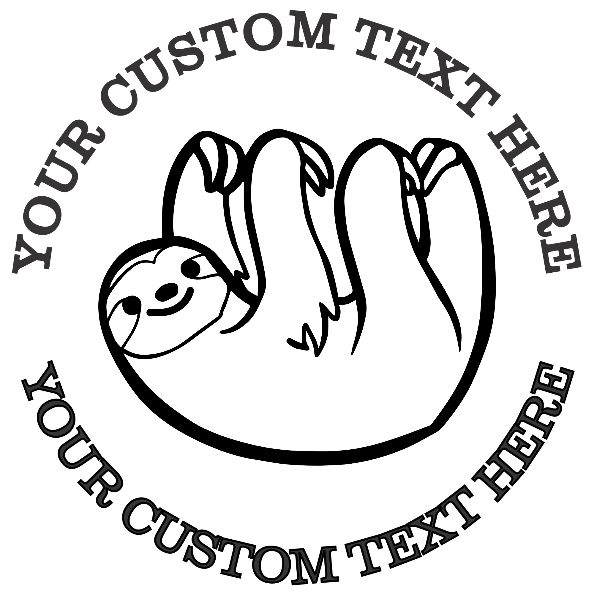 Hanging sloth outline  Self-Inking Custom Rubber Stamp | Personalized Return Address Stamp | Name & Address Customizable | 1.6" In Diameter (SH-76603)