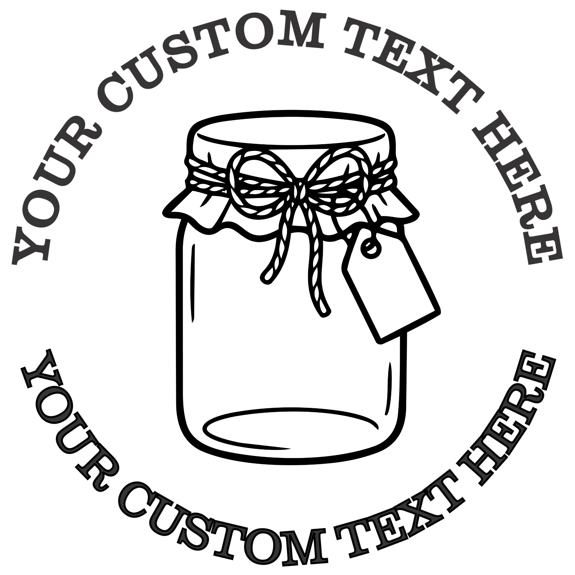 Mason jar with lid and price tag outline  Self-Inking Custom Rubber Stamp | Personalized Return Address Stamp | Name & Address Customizable | 1.6" In Diameter (SH-76604)