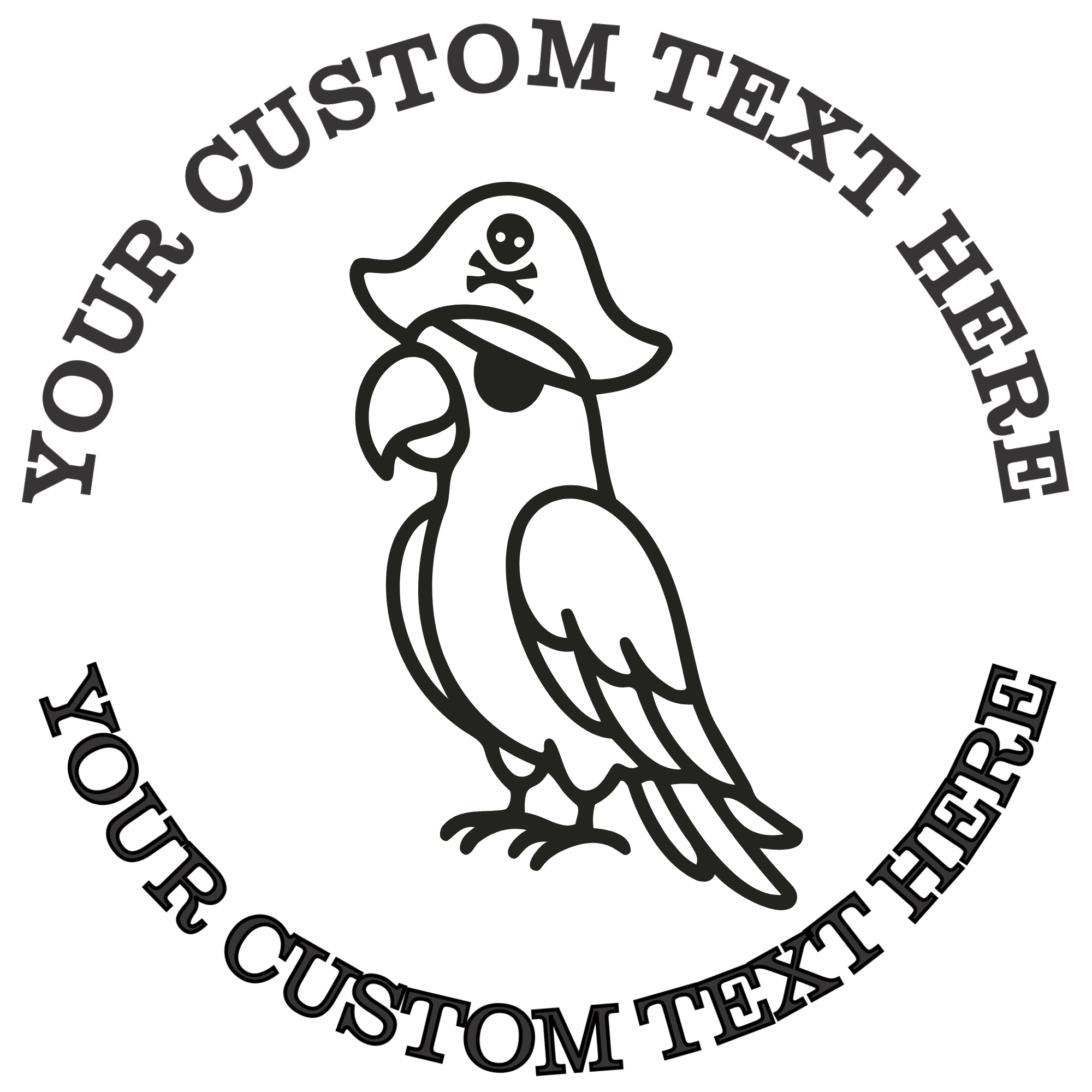 Pirate parrot outline  Self-Inking Custom Rubber Stamp | Personalized Return Address Stamp | Name & Address Customizable | 1.6" In Diameter (SH-76611)