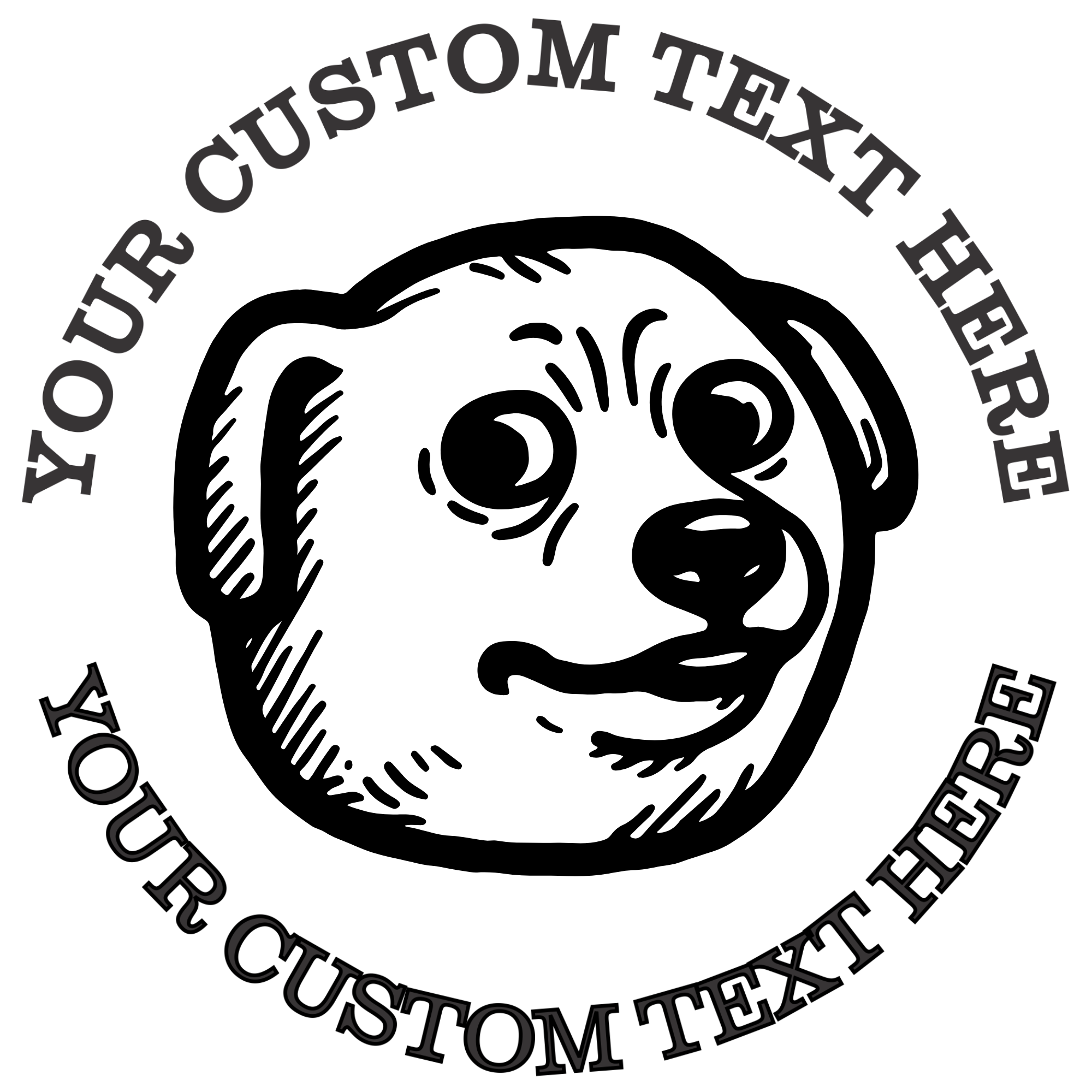 Surprised suspicious dog head outline  Self-Inking Custom Rubber Stamp | Personalized Return Address Stamp | Name & Address Customizable | 1.6" In Diameter (SH-76612)