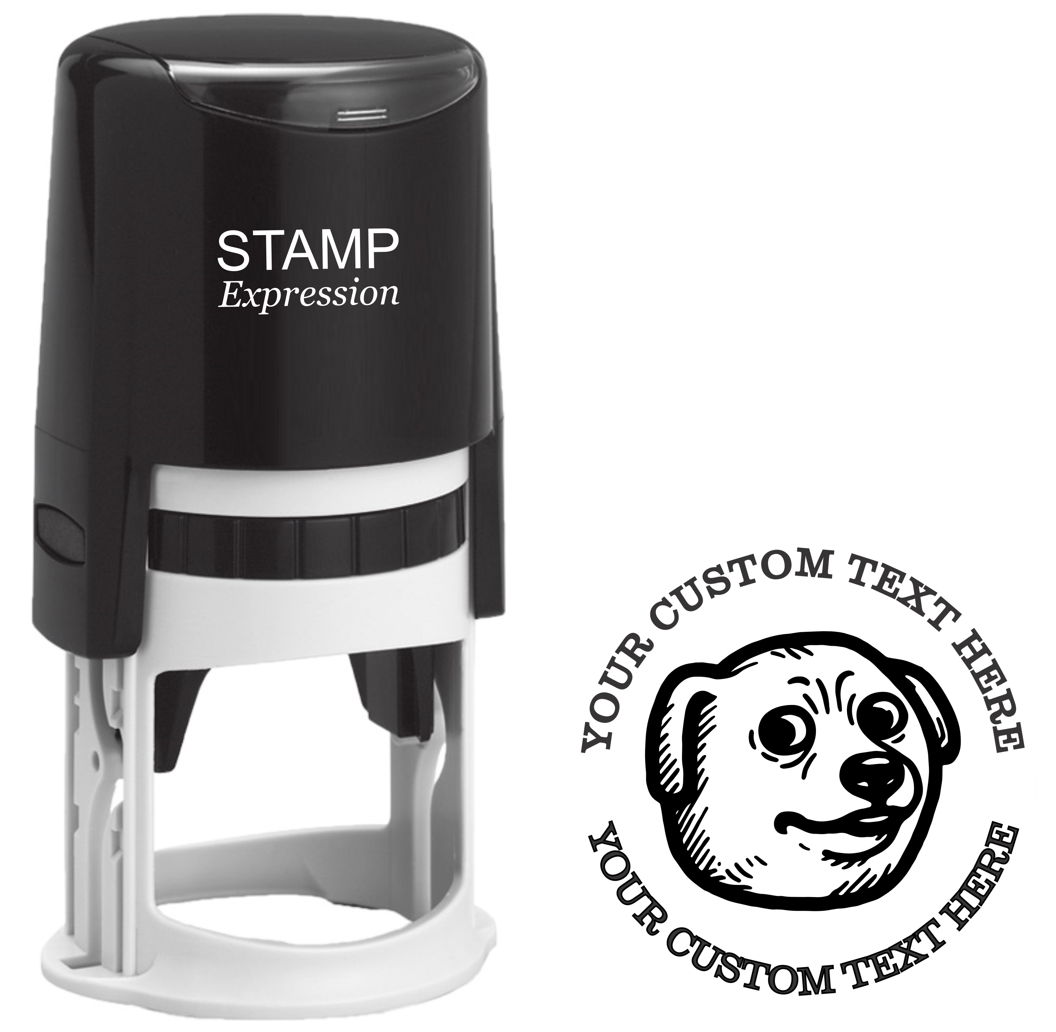 Surprised suspicious dog head outline  Self-Inking Custom Rubber Stamp | Personalized Return Address Stamp | Name & Address Customizable | 1.6" In Diameter (SH-76612)