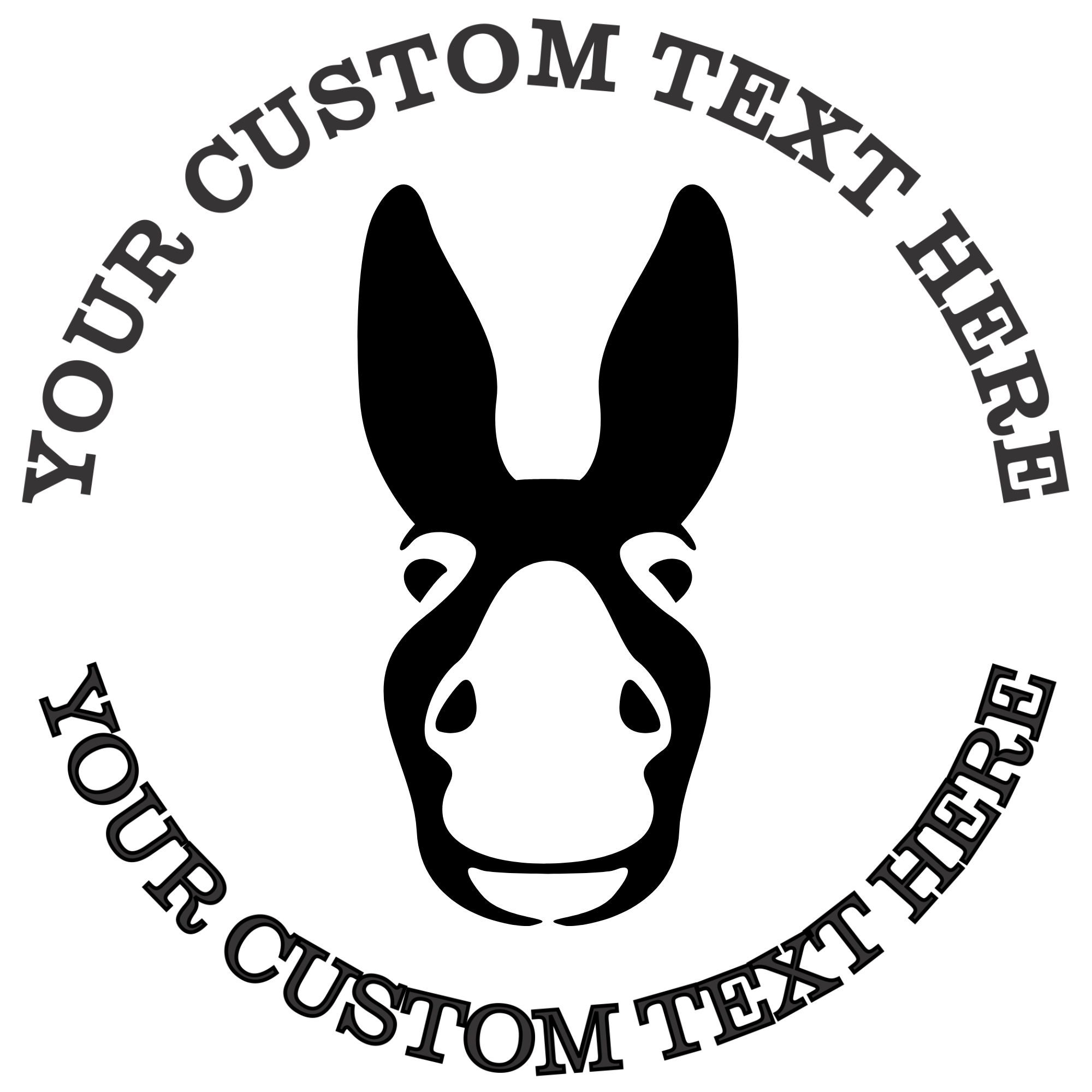 Donkey face silhouette  Self-Inking Custom Rubber Stamp | Personalized Return Address Stamp | Name & Address Customizable | 1.6" In Diameter (SH-76615)