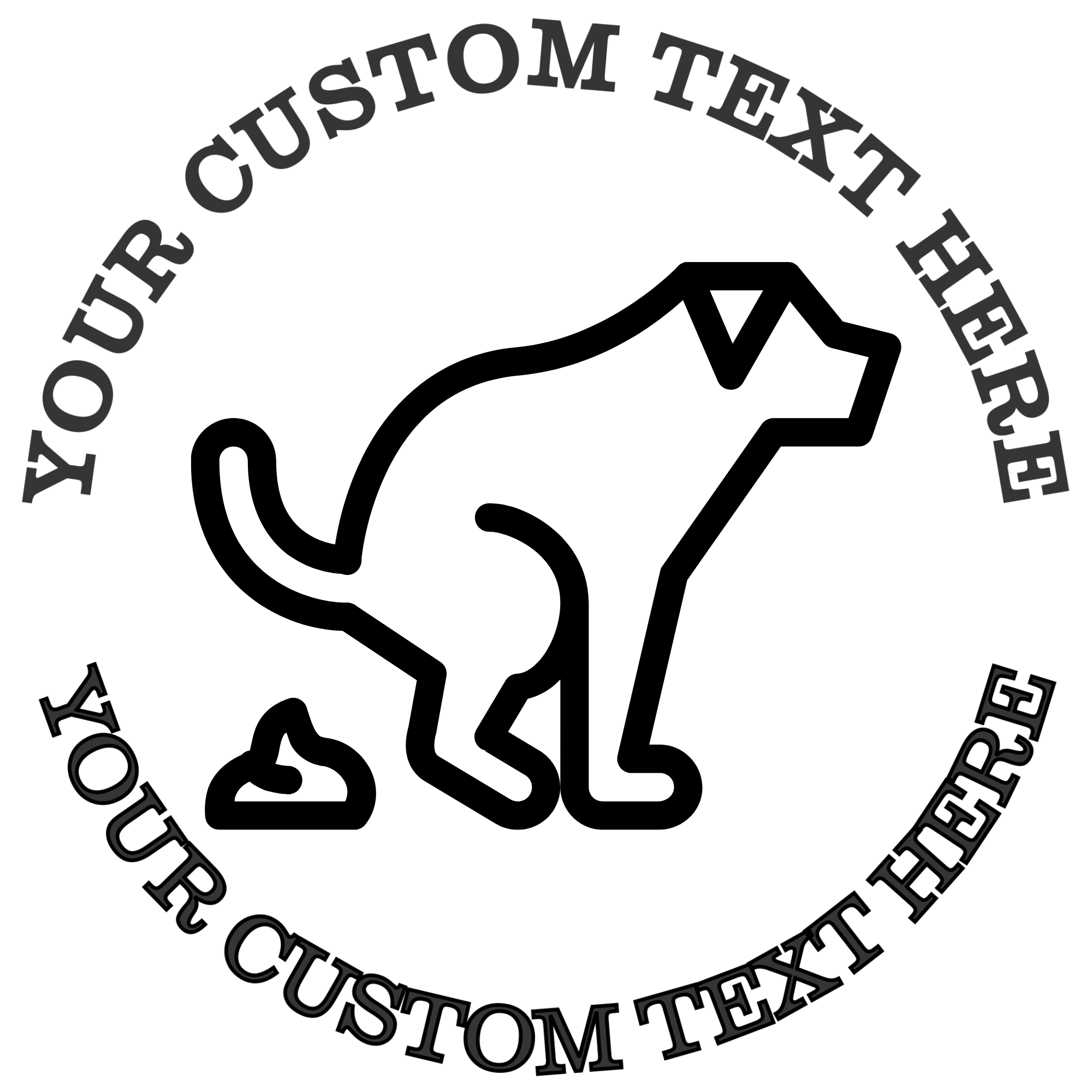 Pooping dog outline  Self-Inking Custom Rubber Stamp | Personalized Return Address Stamp | Name & Address Customizable | 1.6" In Diameter (SH-76618)