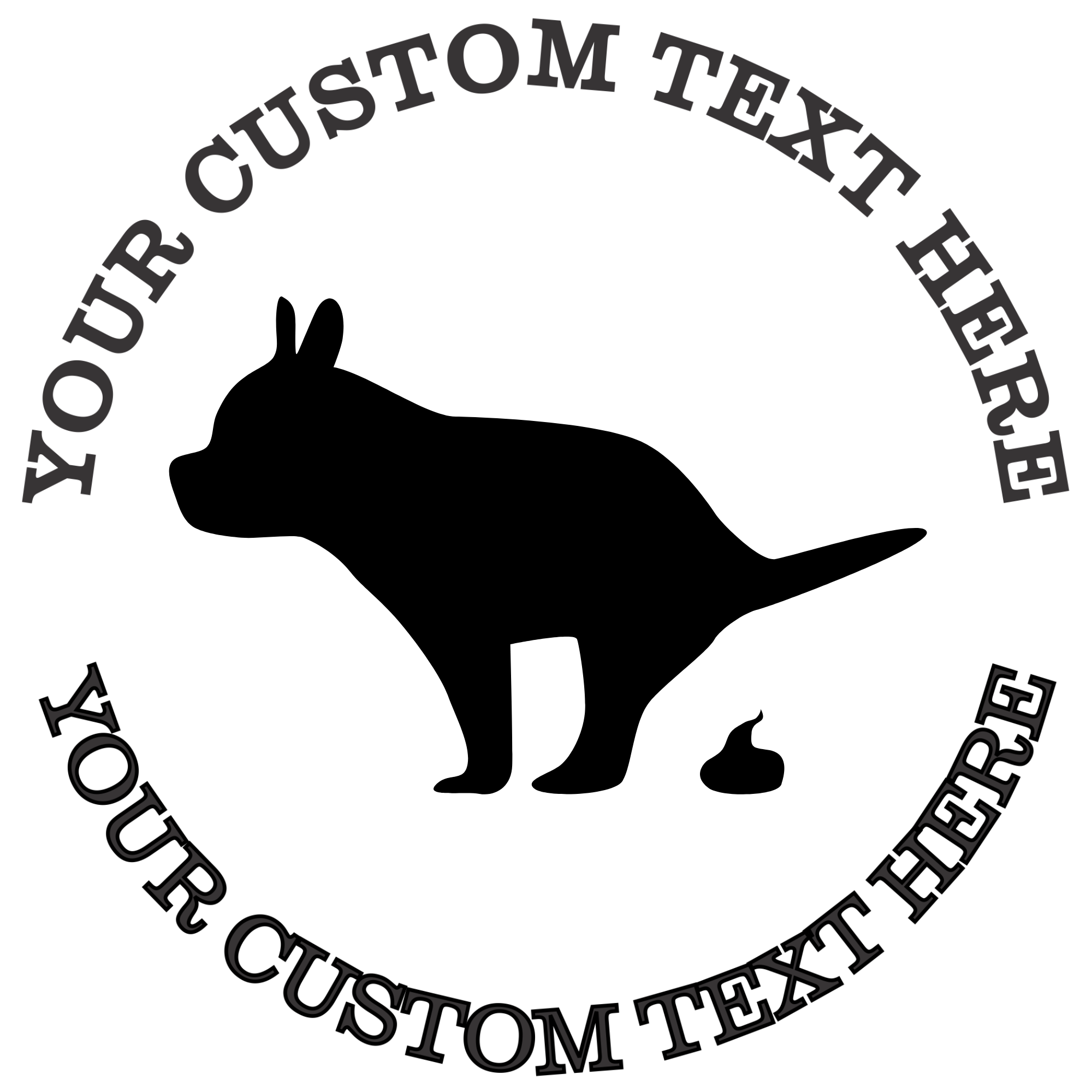 Pooping bulldog silhouette  Self-Inking Custom Rubber Stamp | Personalized Return Address Stamp | Name & Address Customizable | 1.6" In Diameter (SH-76620)