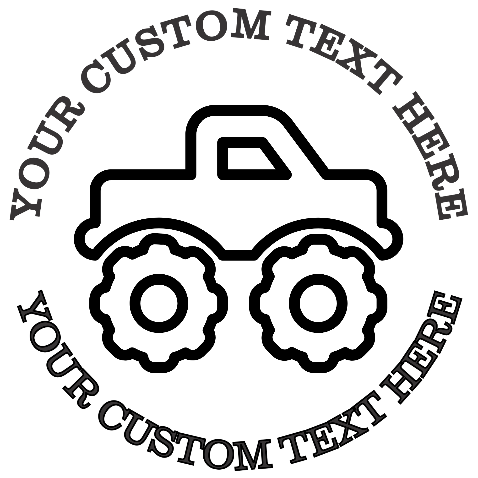 Monster truck outline  Self-Inking Custom Rubber Stamp | Personalized Return Address Stamp | Name & Address Customizable | 1.6" In Diameter (SH-76621)