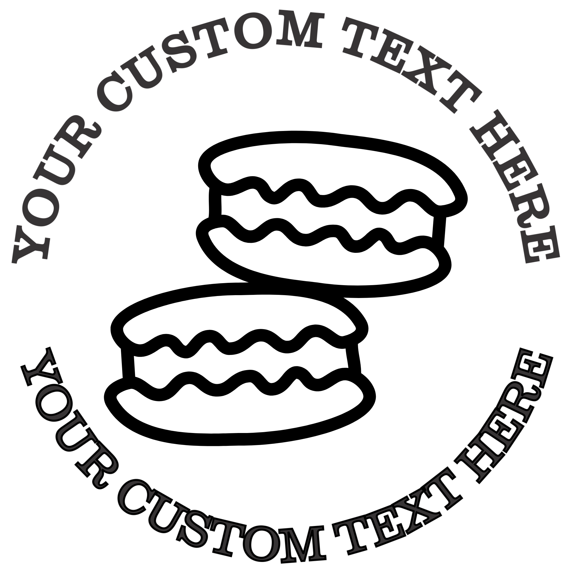 Two macaroons outline  Self-Inking Custom Rubber Stamp | Personalized Return Address Stamp | Name & Address Customizable | 1.6" In Diameter (SH-76623)