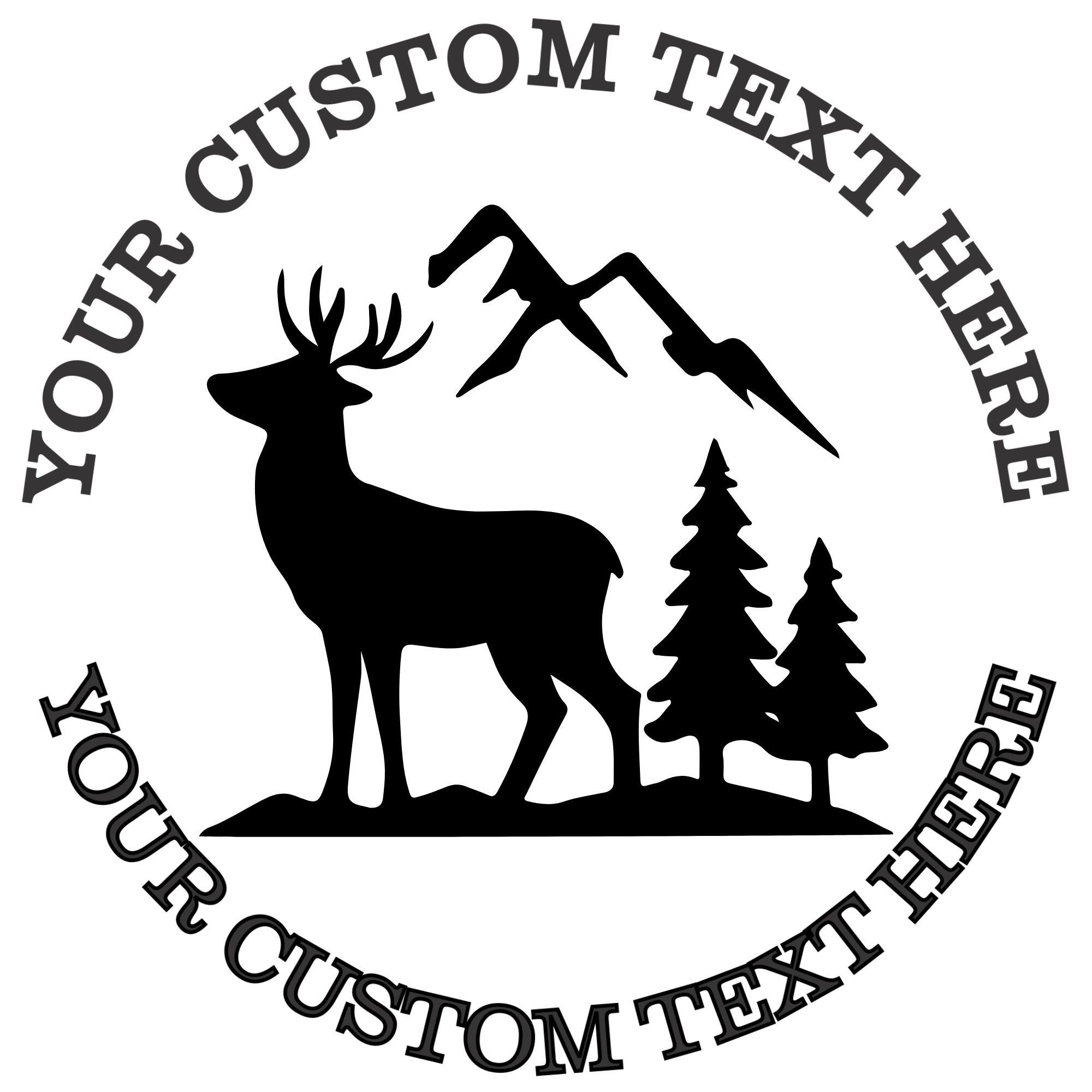 Majestic buck with mountains and trees  Self-Inking Custom Rubber Stamp | Personalized Return Address Stamp | Name & Address Customizable | 1.6" In Diameter (SH-76624)