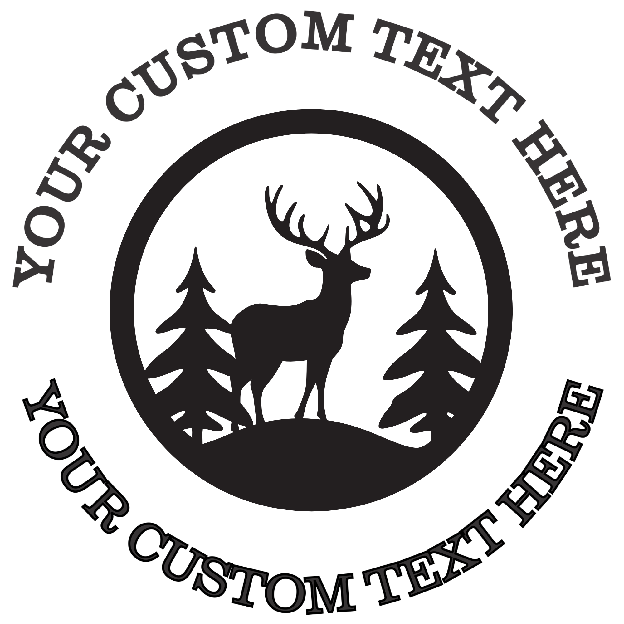 Beautiful deer with trees in a circle  Self-Inking Custom Rubber Stamp | Personalized Return Address Stamp | Name & Address Customizable | 1.6" In Diameter (SH-76625)
