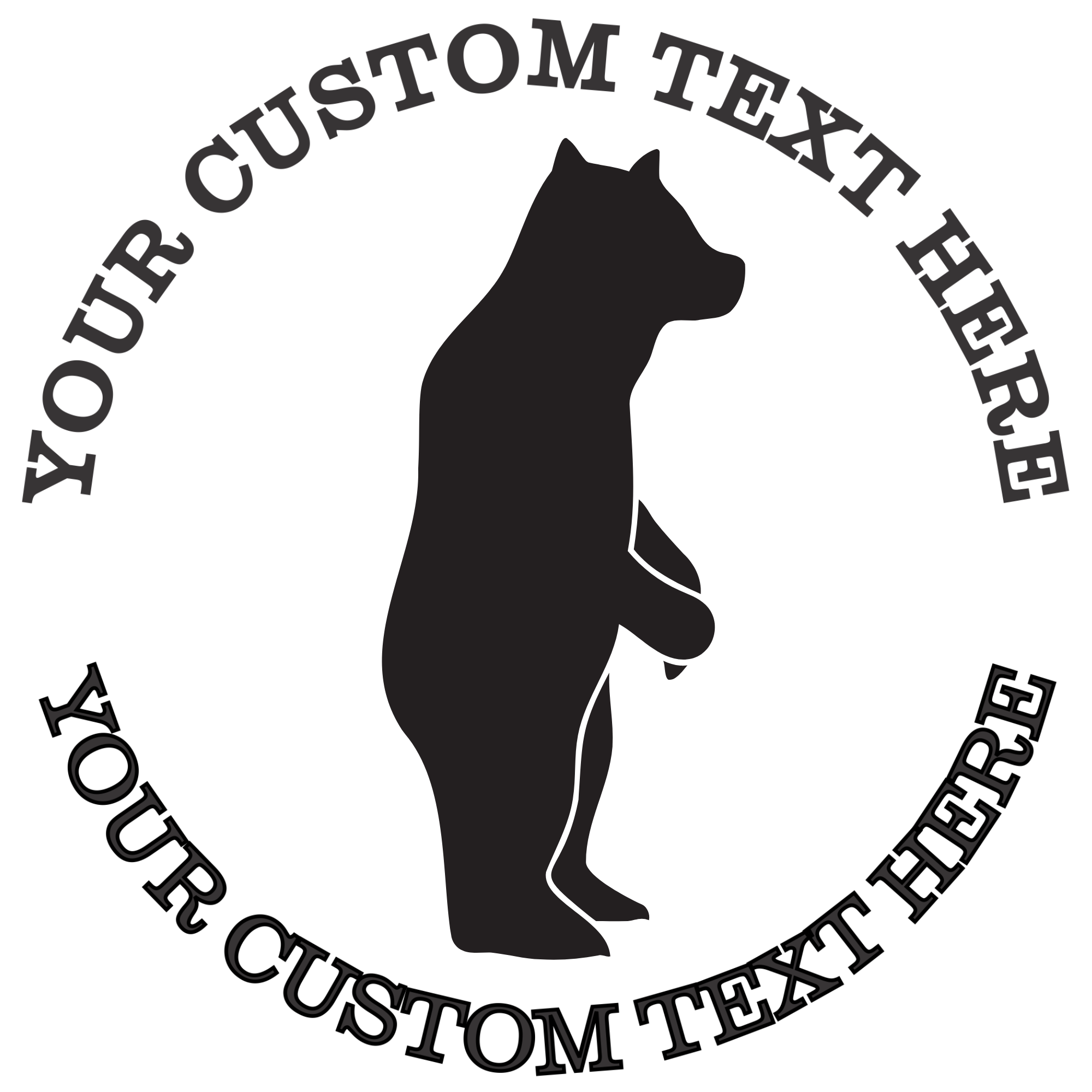 Standing bear silhouette  Self-Inking Custom Rubber Stamp | Personalized Return Address Stamp | Name & Address Customizable | 1.6" In Diameter (SH-76627)