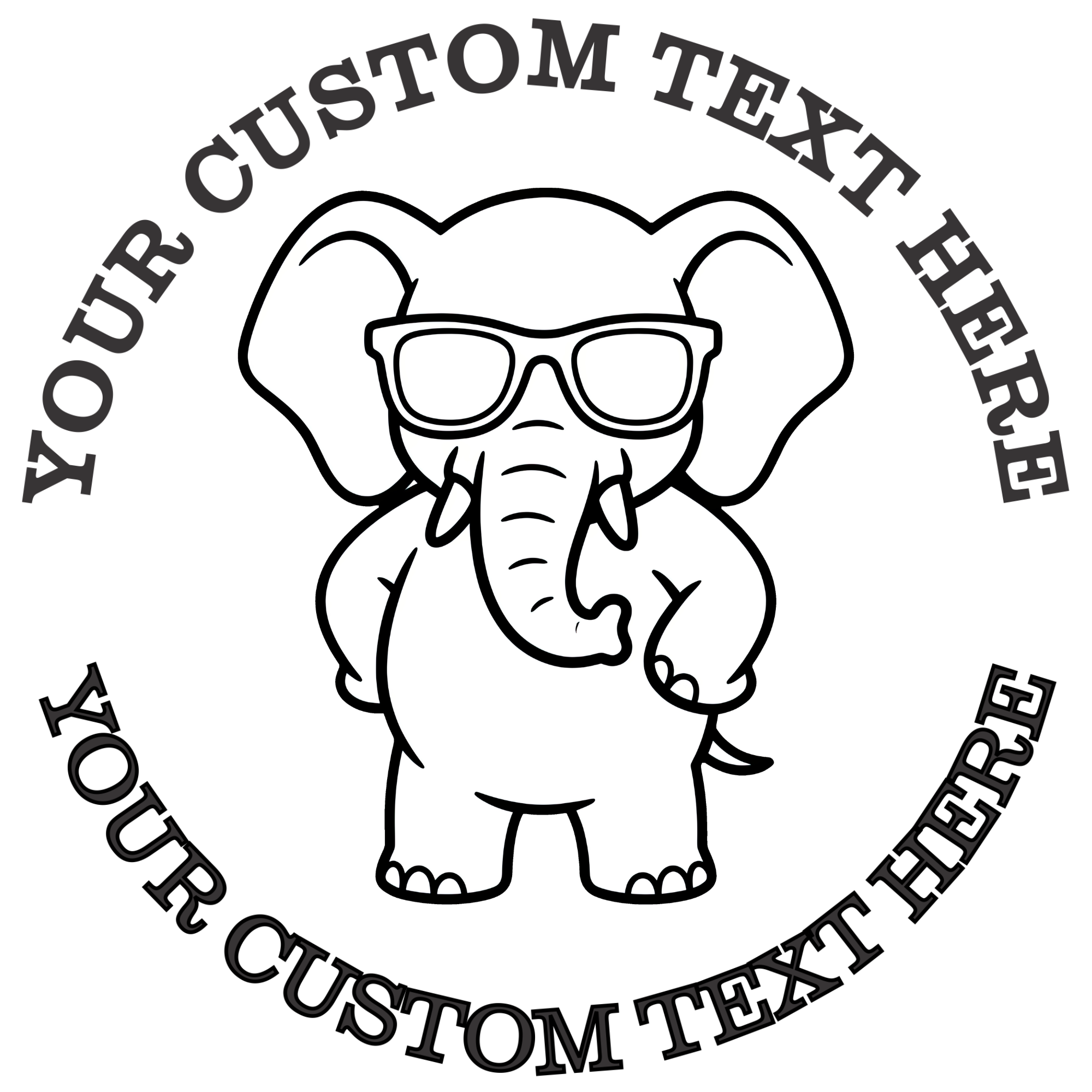 Cool elephant wearing sunglasses  Self-Inking Custom Rubber Stamp | Personalized Return Address Stamp | Name & Address Customizable | 1.6" In Diameter (SH-76635)
