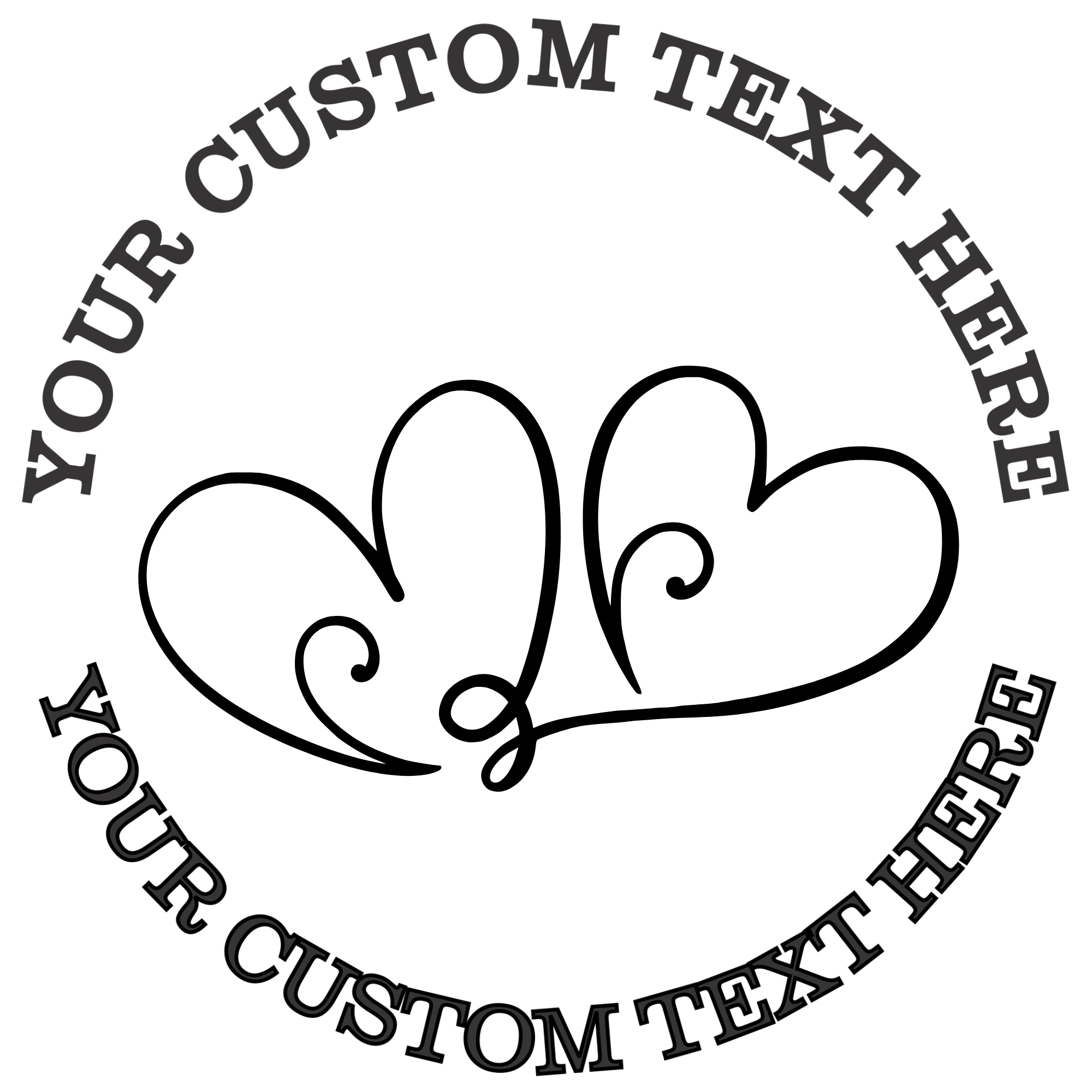 Two Interlocking Hearts Outline Wedding or Anniversary  Self-Inking Custom Rubber Stamp | Personalized Return Address Stamp | Name & Address Customizable | 1.6" In Diameter Self Inking Rubber Stamp (SH-76639)